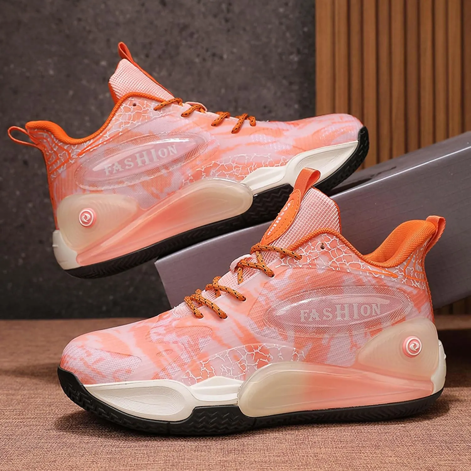 Mens and Womens Non Alip and Breathable Running Shoes High Elasticity Basketball Sneakers Lace Up Mid Top Hiking Shoes Rbber Soles Durable Walking Shoes Competitive Badminton Shoes
