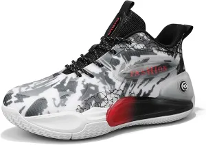 Mens and Womens Non Alip and Breathable Running Shoes High Elasticity Basketball Sneakers Lace Up Mid Top Hiking Shoes Rbber Soles Durable Walking Shoes Competitive Badminton Shoes