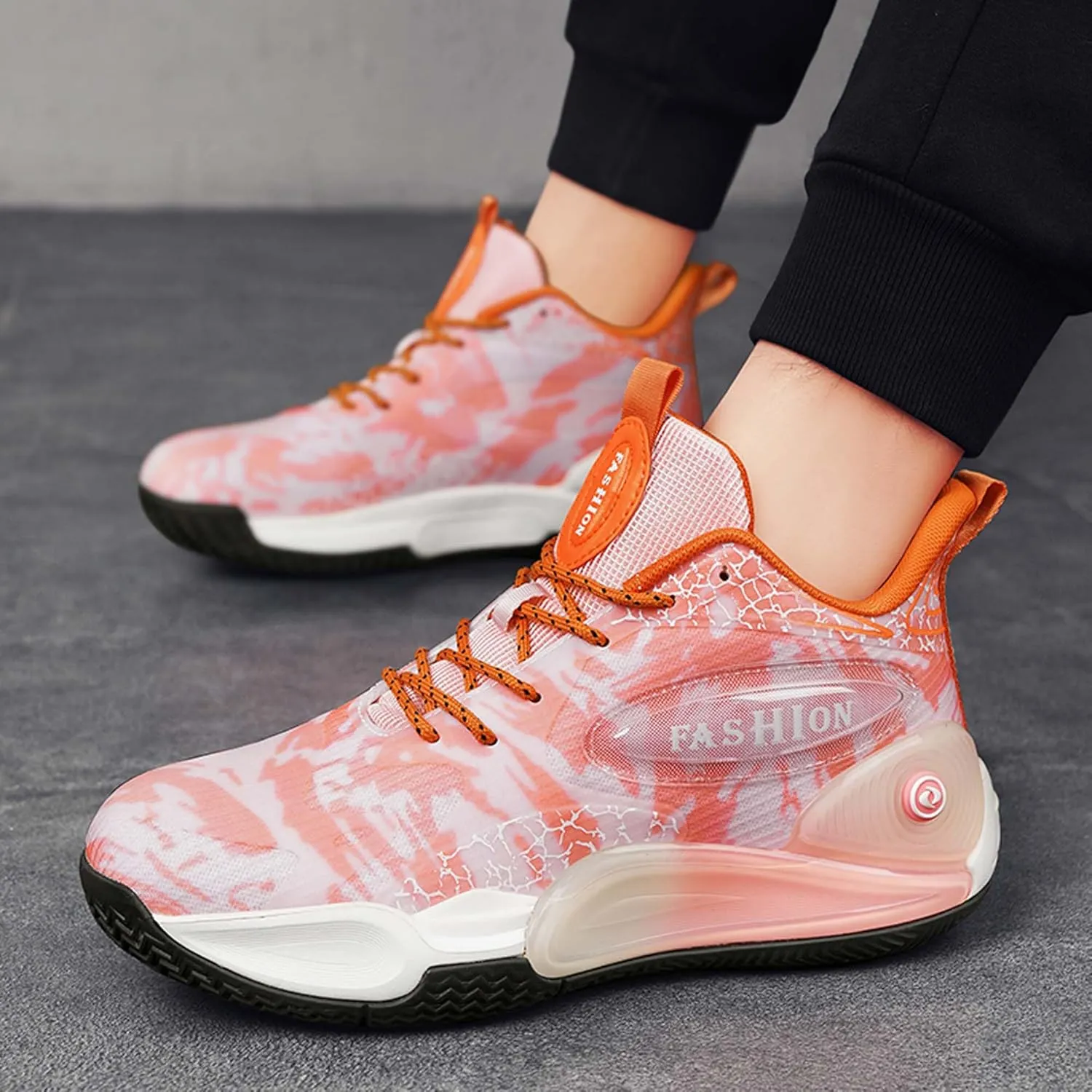 Mens and Womens Non Alip and Breathable Running Shoes High Elasticity Basketball Sneakers Lace Up Mid Top Hiking Shoes Rbber Soles Durable Walking Shoes Competitive Badminton Shoes