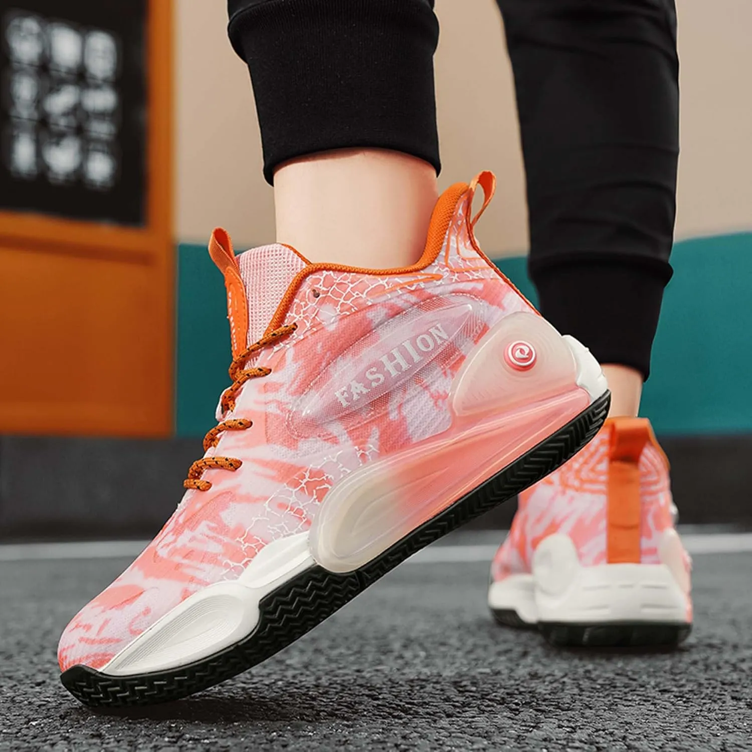 Mens and Womens Non Alip and Breathable Running Shoes High Elasticity Basketball Sneakers Lace Up Mid Top Hiking Shoes Rbber Soles Durable Walking Shoes Competitive Badminton Shoes