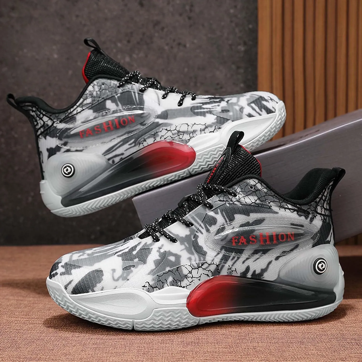 Mens and Womens Non Alip and Breathable Running Shoes High Elasticity Basketball Sneakers Lace Up Mid Top Hiking Shoes Rbber Soles Durable Walking Shoes Competitive Badminton Shoes