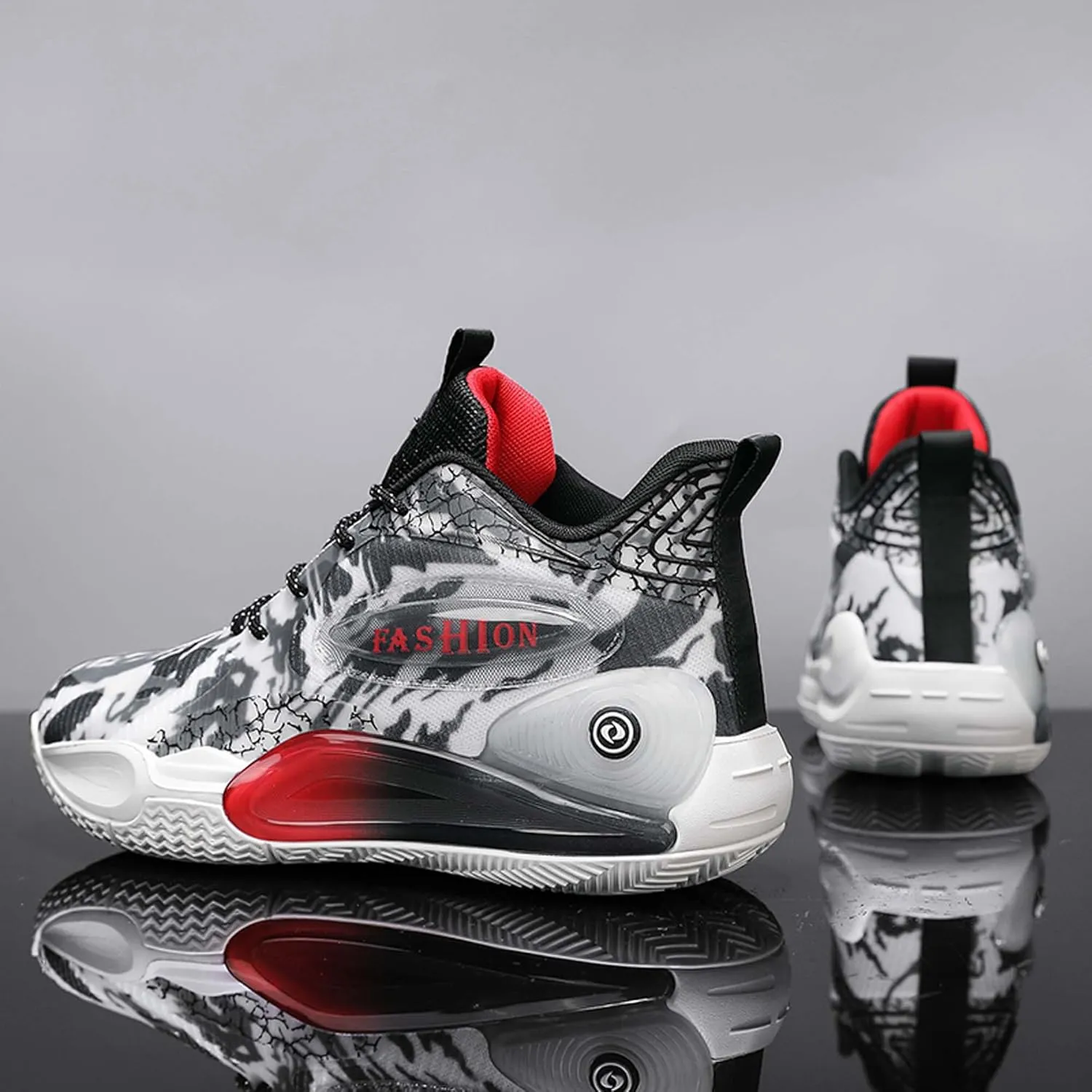 Mens and Womens Non Alip and Breathable Running Shoes High Elasticity Basketball Sneakers Lace Up Mid Top Hiking Shoes Rbber Soles Durable Walking Shoes Competitive Badminton Shoes