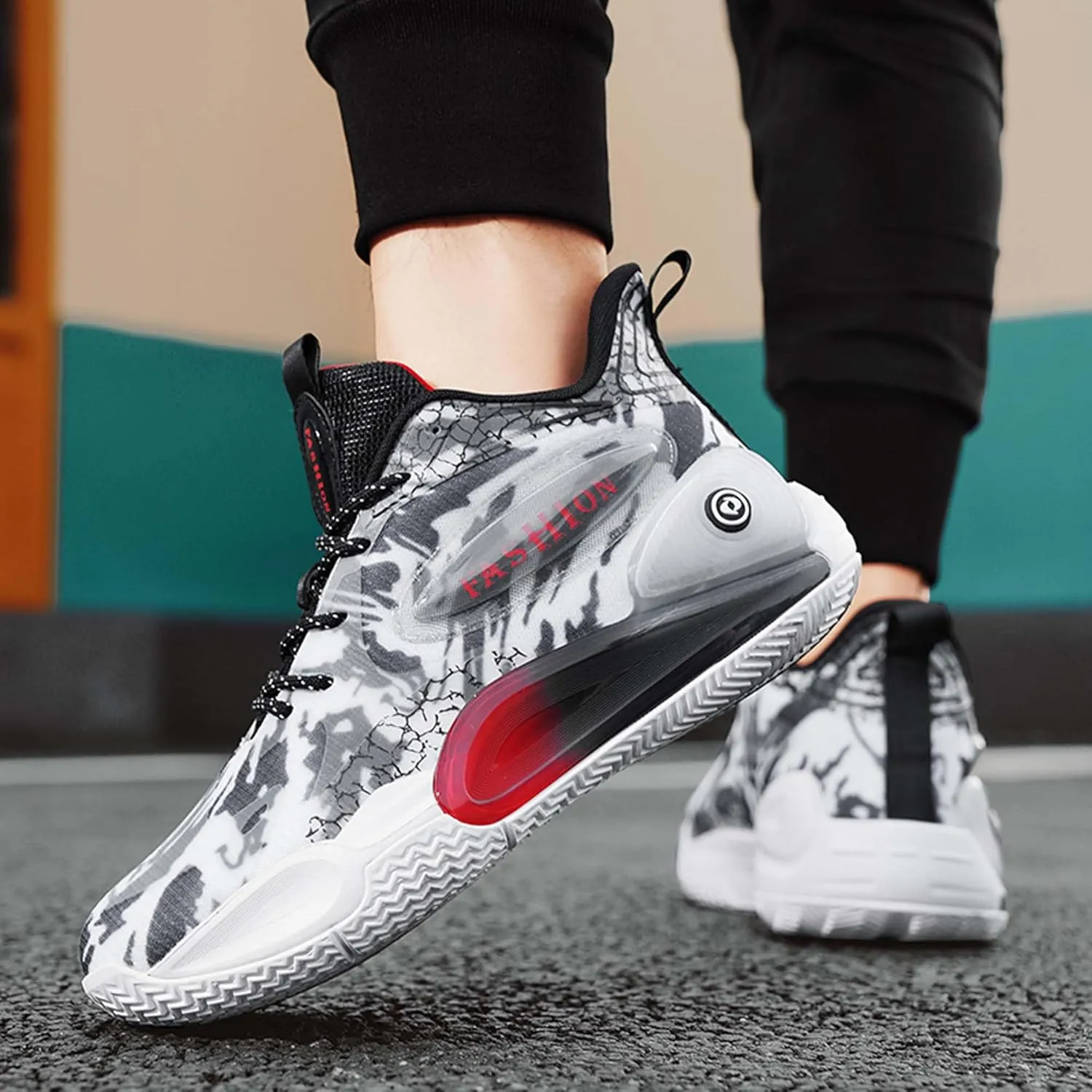 Mens and Womens Non Alip and Breathable Running Shoes High Elasticity Basketball Sneakers Lace Up Mid Top Hiking Shoes Rbber Soles Durable Walking Shoes Competitive Badminton Shoes