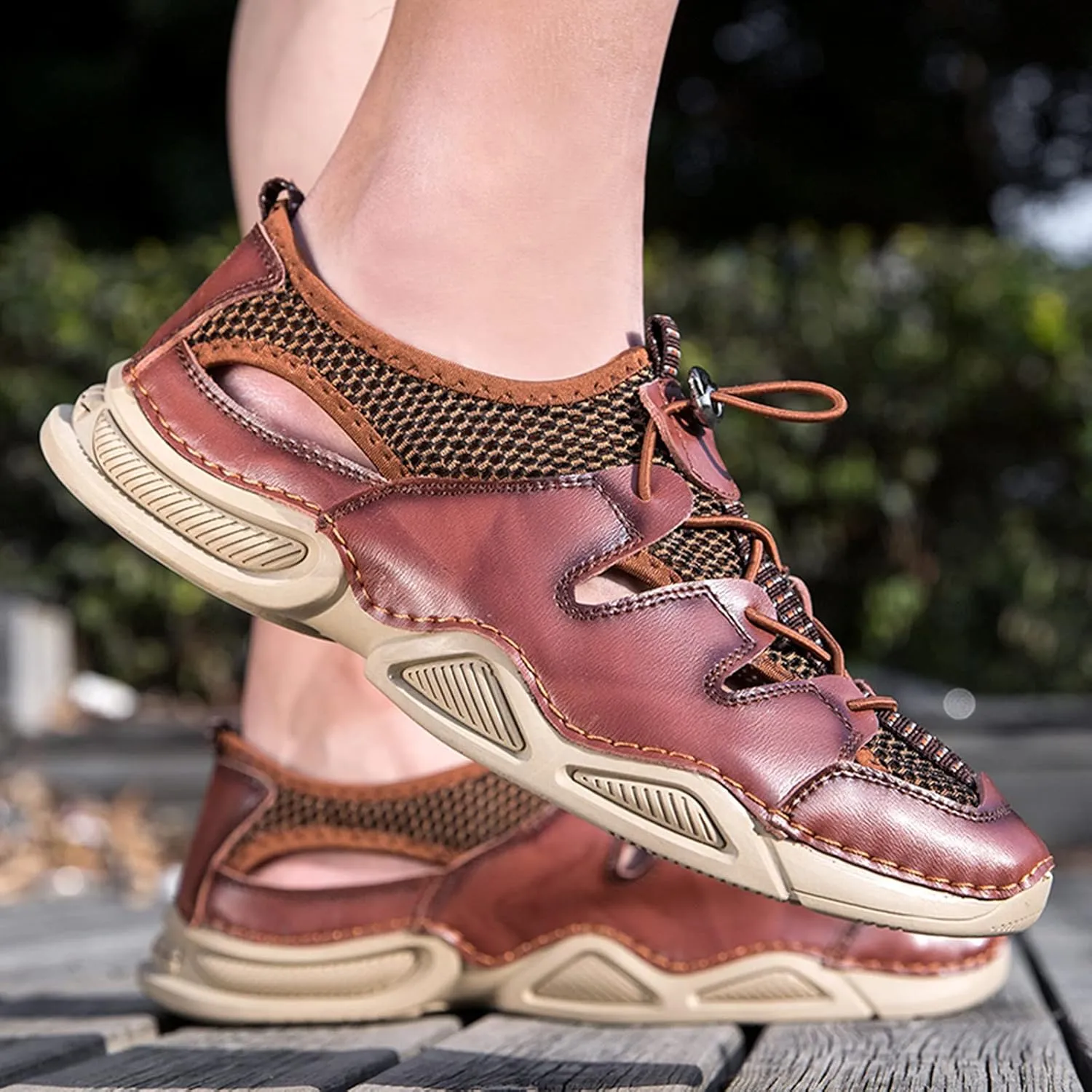 Men's Breathable Casual Shoes Lightweight Non-Slip Hiking Shoes Soft Bottom Outdoor Trekking Hiking Sneakers Backpacking Camping Climbing Shoes