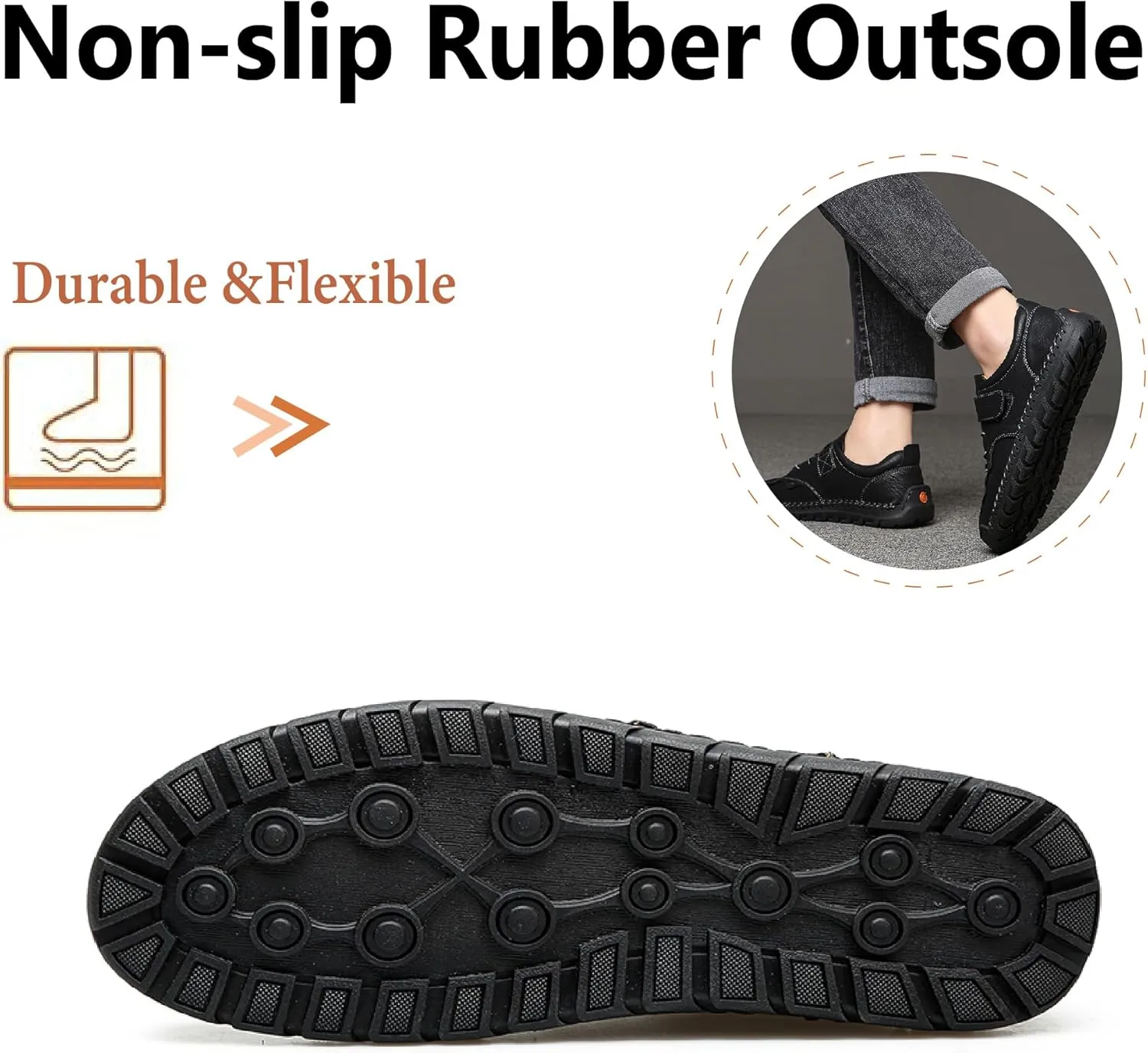 Mens Casual Driving Shoes Leather Loafers Lightweight Comfortable Oxford Vintage Slip Resistant Breathable