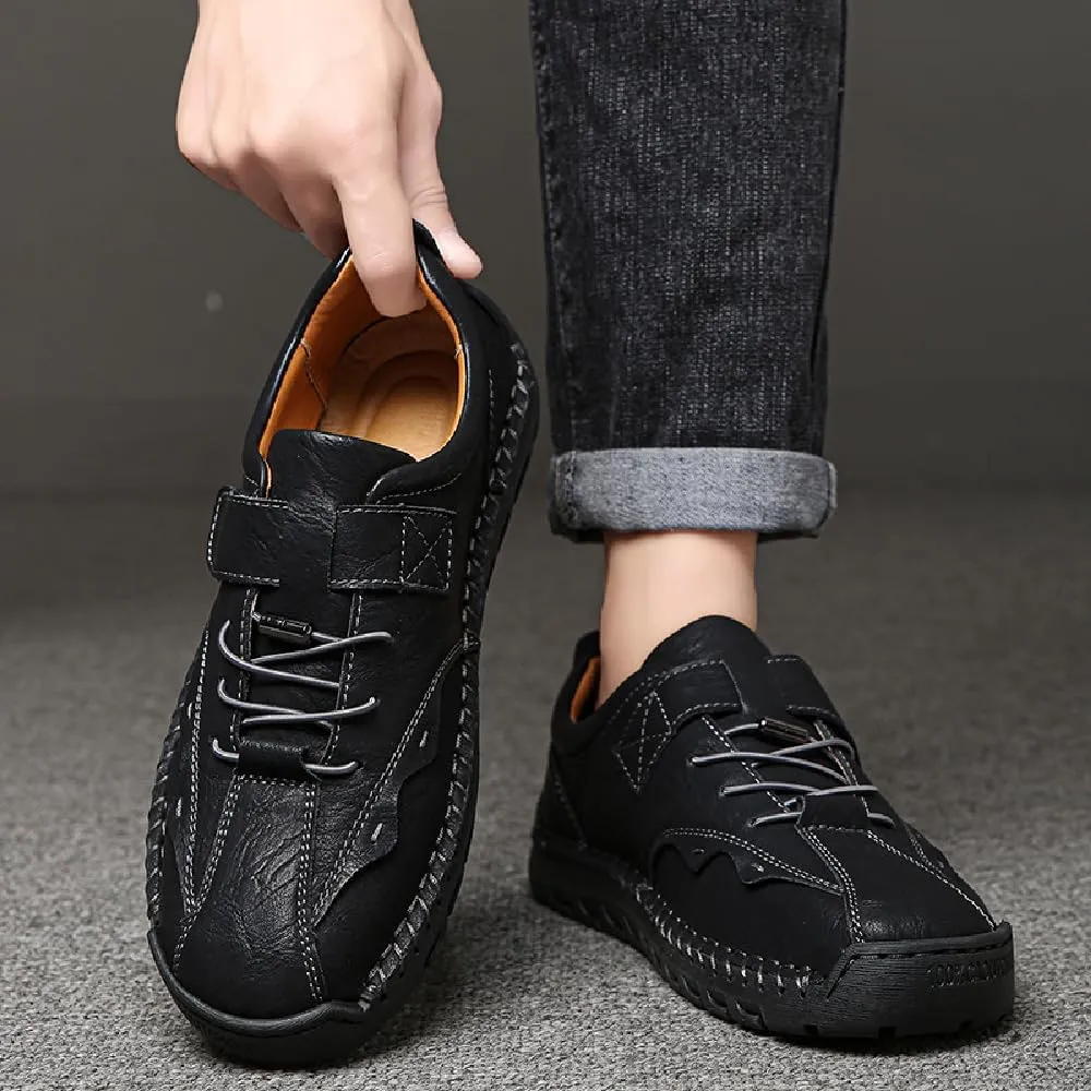 Mens Casual Driving Shoes Leather Loafers Lightweight Comfortable Oxford Vintage Slip Resistant Breathable