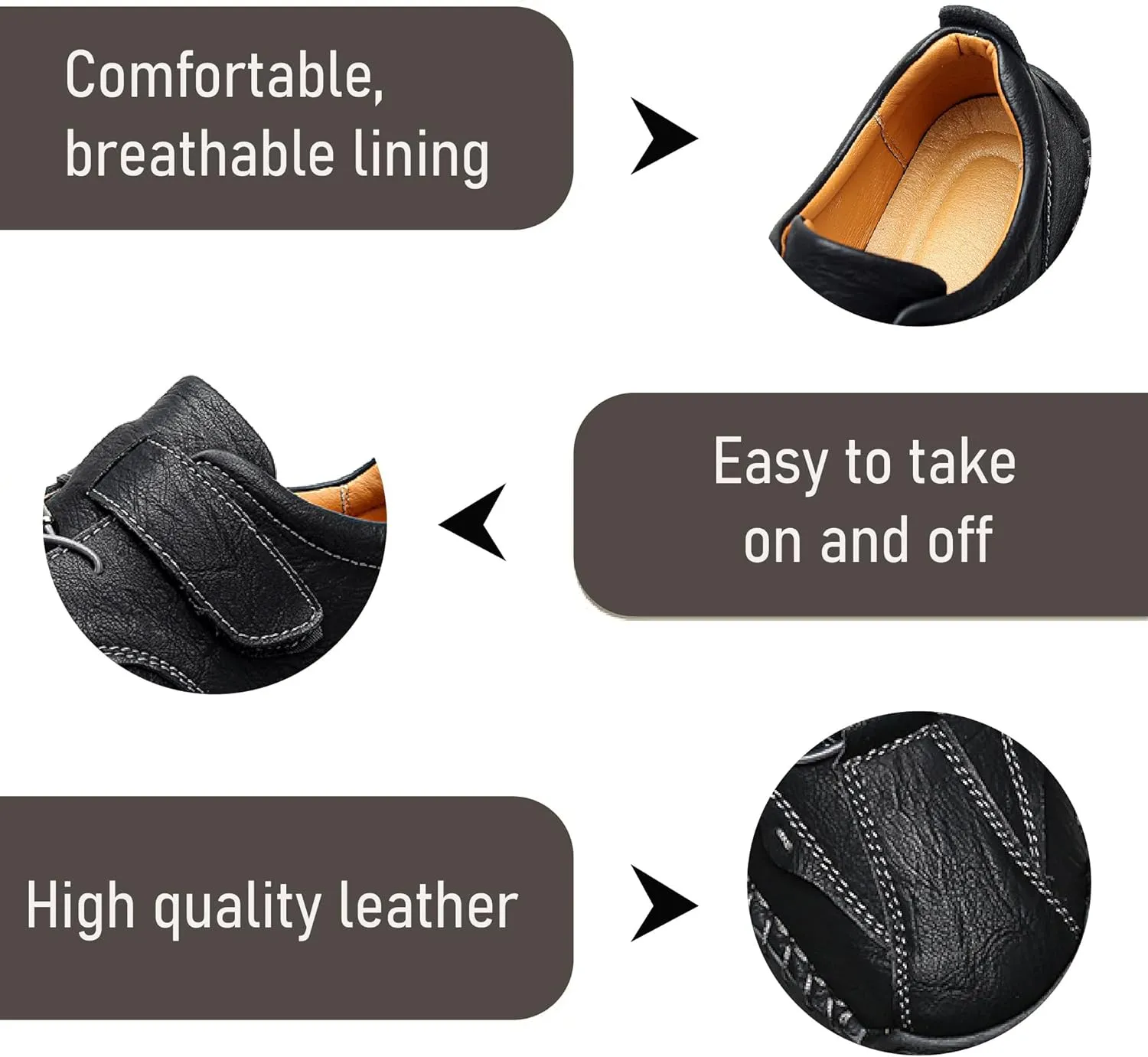 Mens Casual Driving Shoes Leather Loafers Lightweight Comfortable Oxford Vintage Slip Resistant Breathable