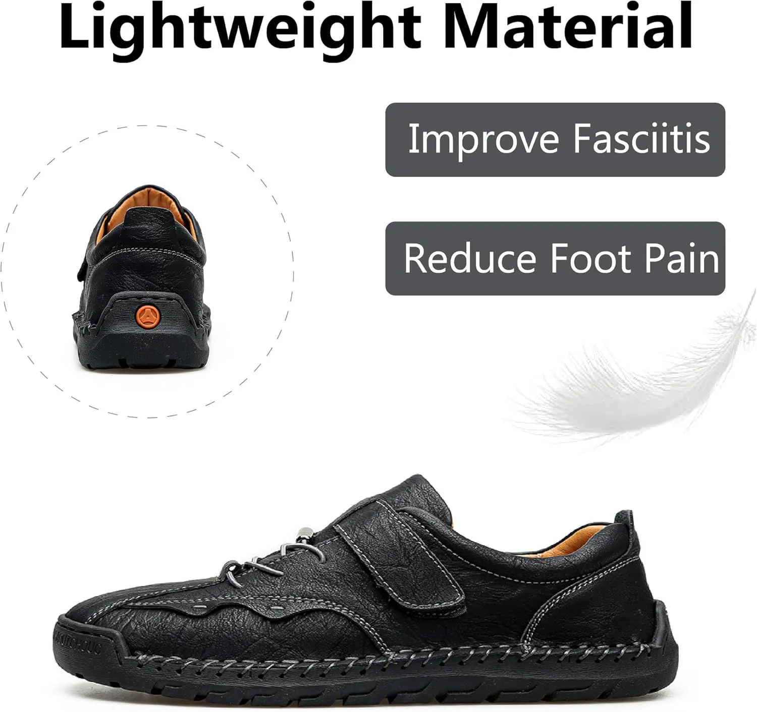 Mens Casual Driving Shoes Leather Loafers Lightweight Comfortable Oxford Vintage Slip Resistant Breathable