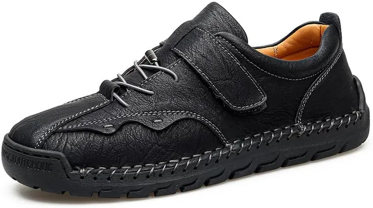 Mens Casual Driving Shoes Leather Loafers Lightweight Comfortable Oxford Vintage Slip Resistant Breathable