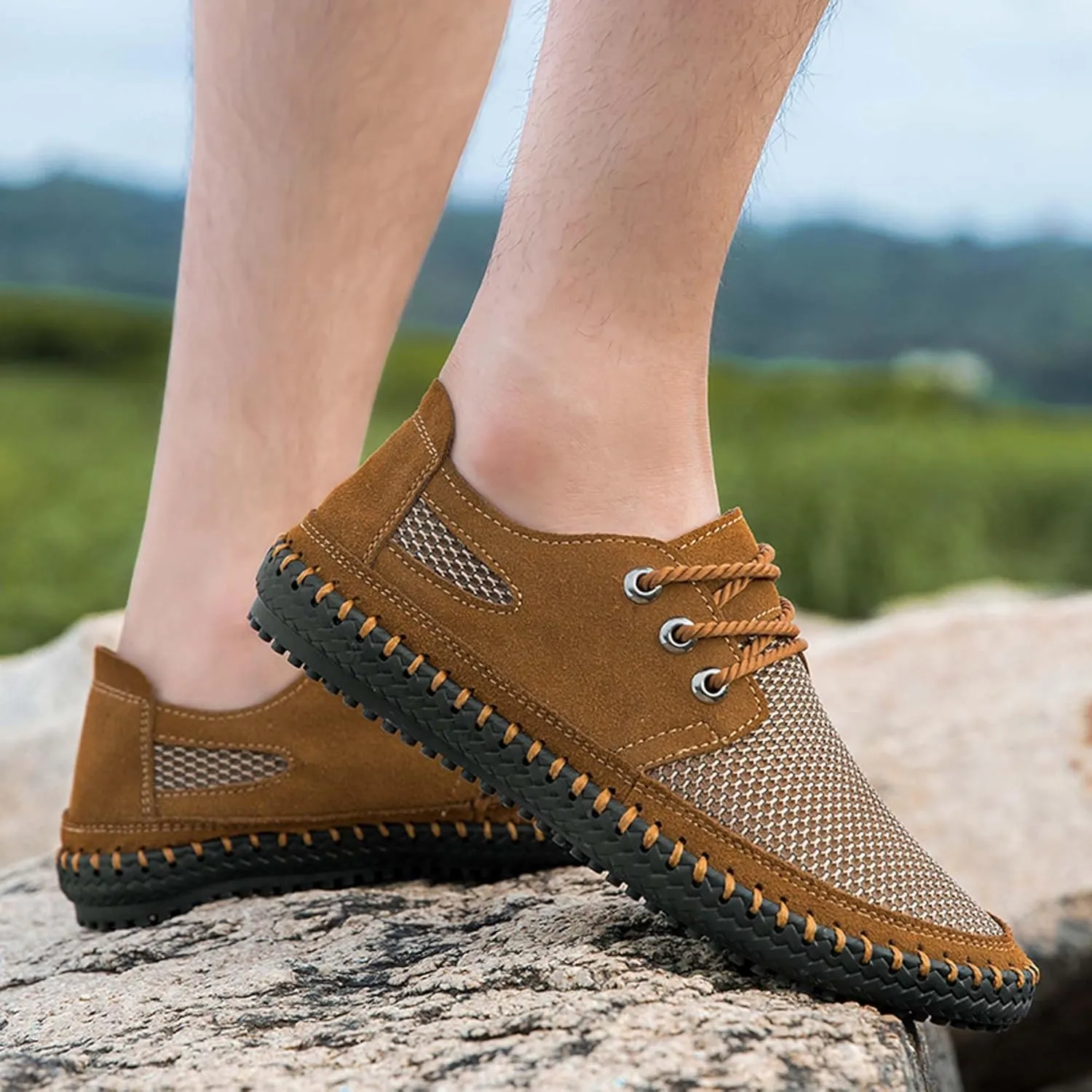 Men's Casual Sports Walking Shoes Breathable Comfortable Sneakers Mesh Soft Bottom Casual Shoes Outdoor Anti-slip Hiking Climbing Shoes