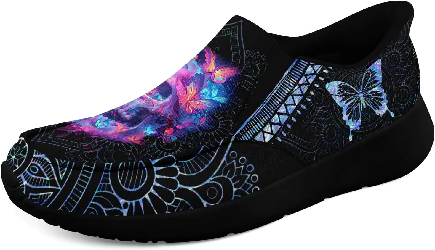 Men's Fashion Skull Canvas Shoes Women's Gothic Flower Slip-on Casual Sneaker Lightweight Breathable Summer Footwear