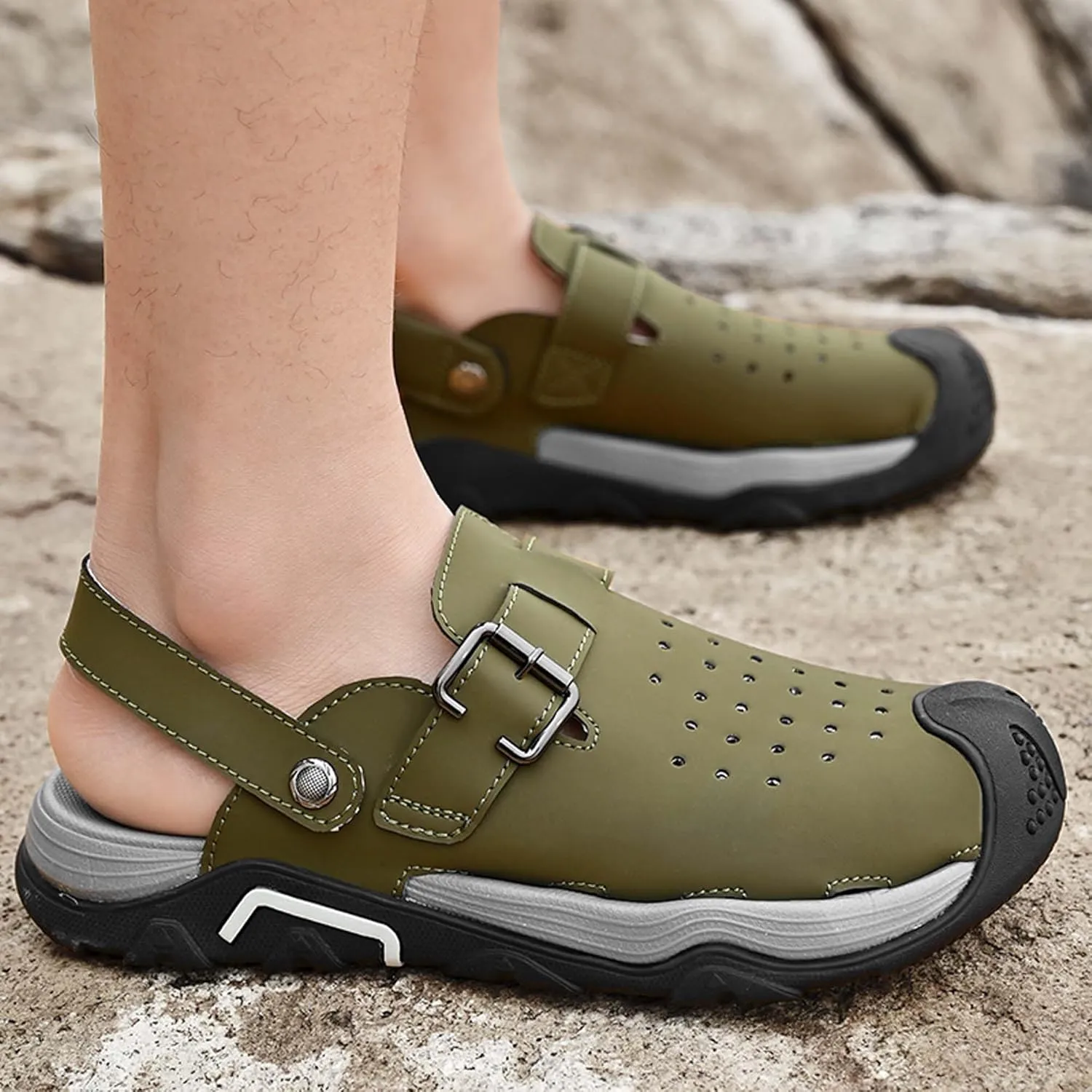Men's Fashion Sports Sandals Adjustable Heel Slippers Slippers Outdoor Fisherman Pool Beach Shoes Outdoor Hiking Climbing Camping Shoes