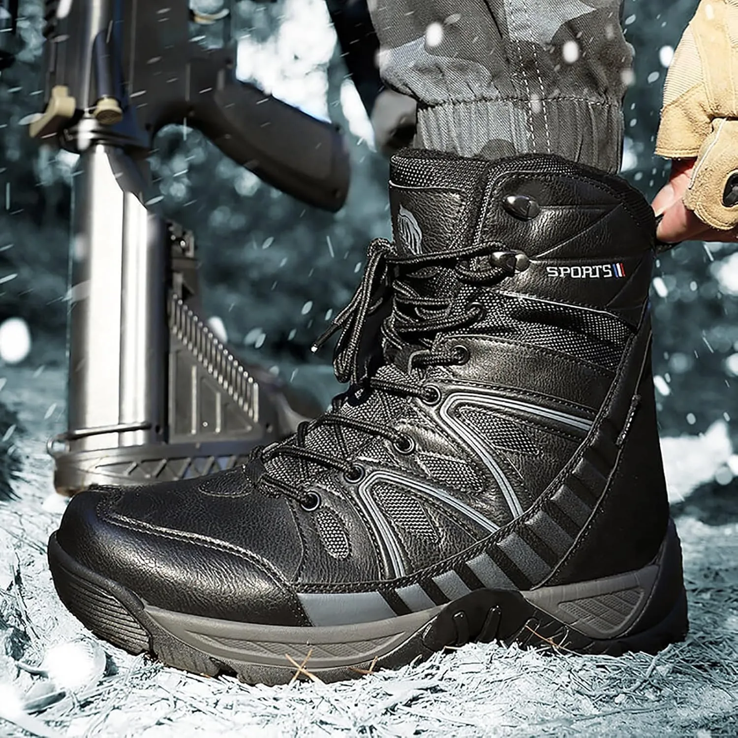 Men's Lace Up Breathable High Top Boots Waterproof Tactical Boots Military Army Outdoor Shoes For Hiking Climbing