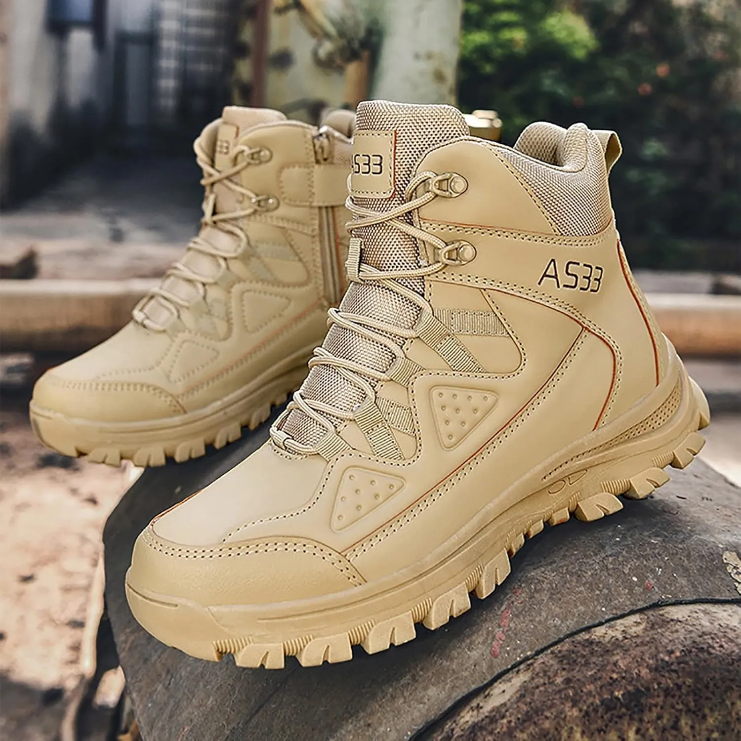 Men's Lace Up Breathable High Top Boots Waterproof Tactical Boots Military Army Outdoor Shoes For Hiking Climbing