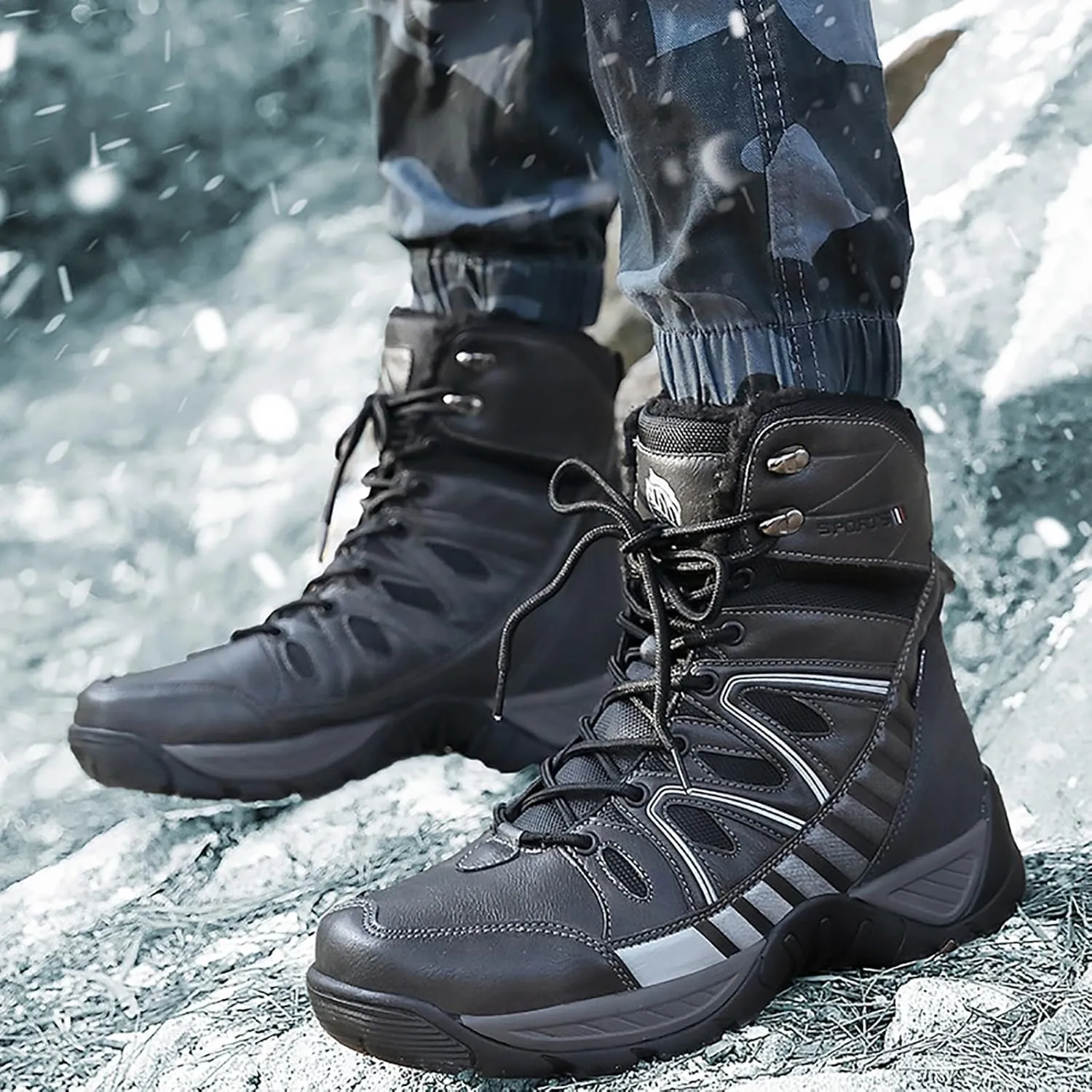 Men's Lace Up Breathable High Top Boots Waterproof Tactical Boots Military Army Outdoor Shoes For Hiking Climbing