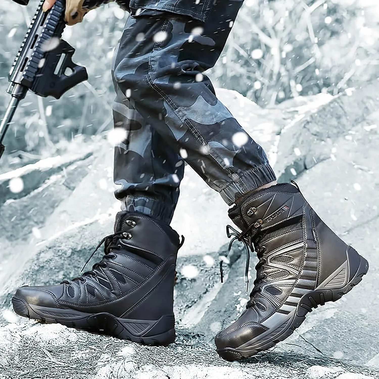 Men's Lace Up Breathable High Top Boots Waterproof Tactical Boots Military Army Outdoor Shoes For Hiking Climbing