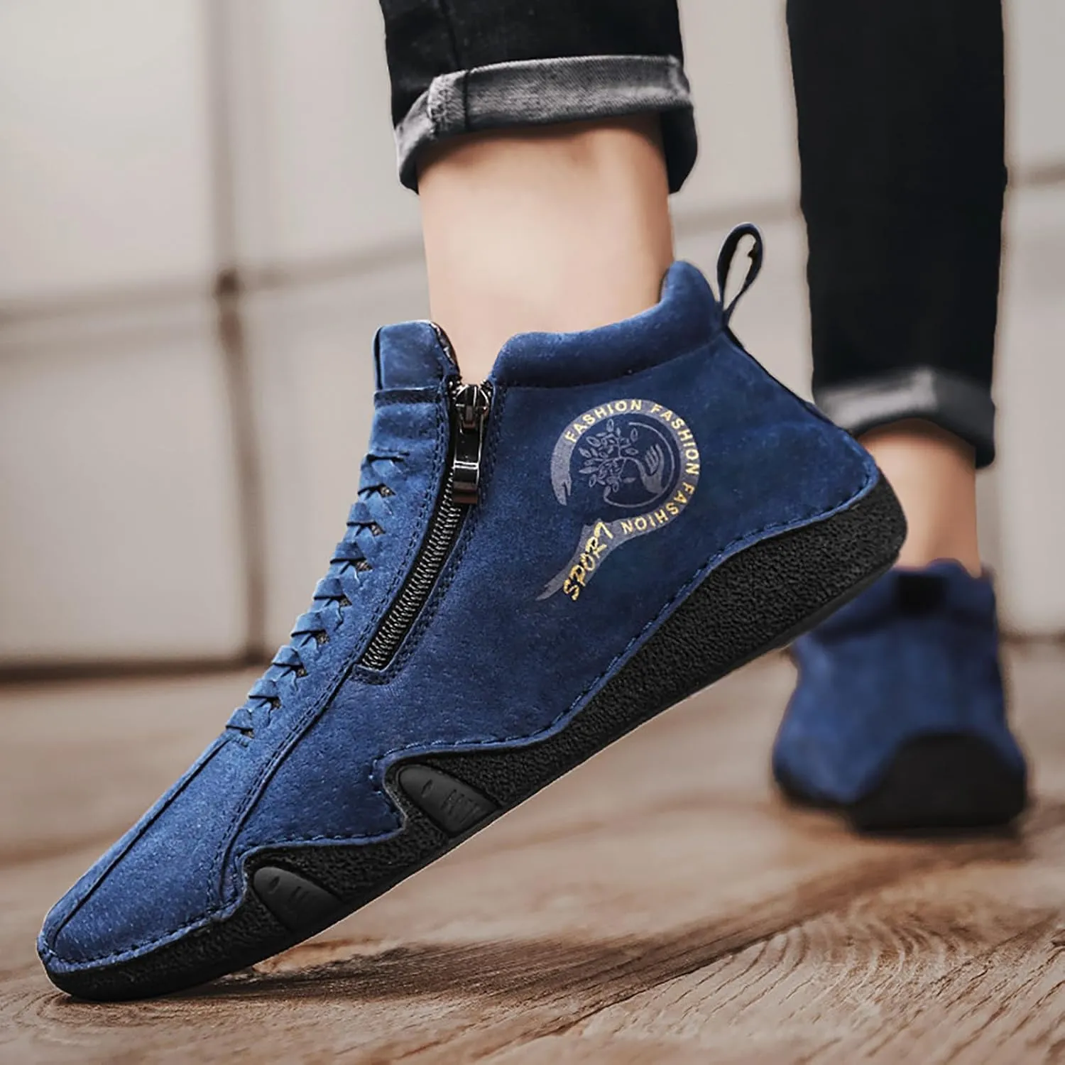 Men's Orthopedic Sneakers Comfortable Zipper Shoes Soft Flat Soled Casual Walking Sneakers Formal Dress Shoes