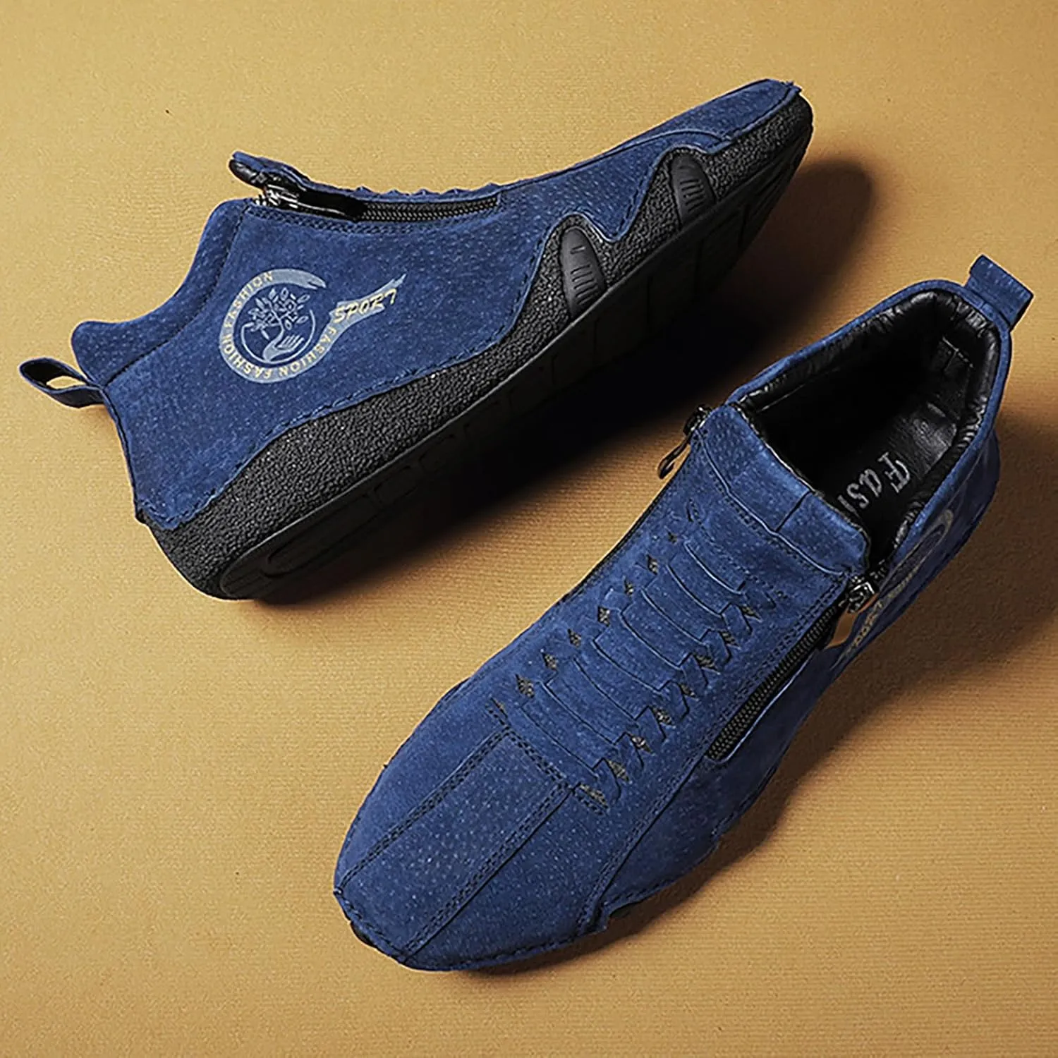 Men's Orthopedic Sneakers Comfortable Zipper Shoes Soft Flat Soled Casual Walking Sneakers Formal Dress Shoes