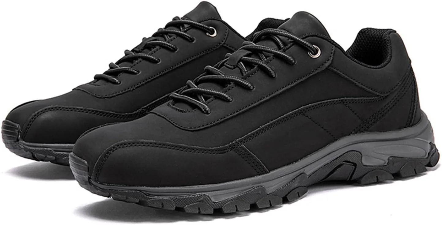 Men's Outdoor Leather Waterproof Hiking Shoes Lightweight Non-Slip Breathable Hike Trekking Trails Shoe Suitable for Hikers, Camping.