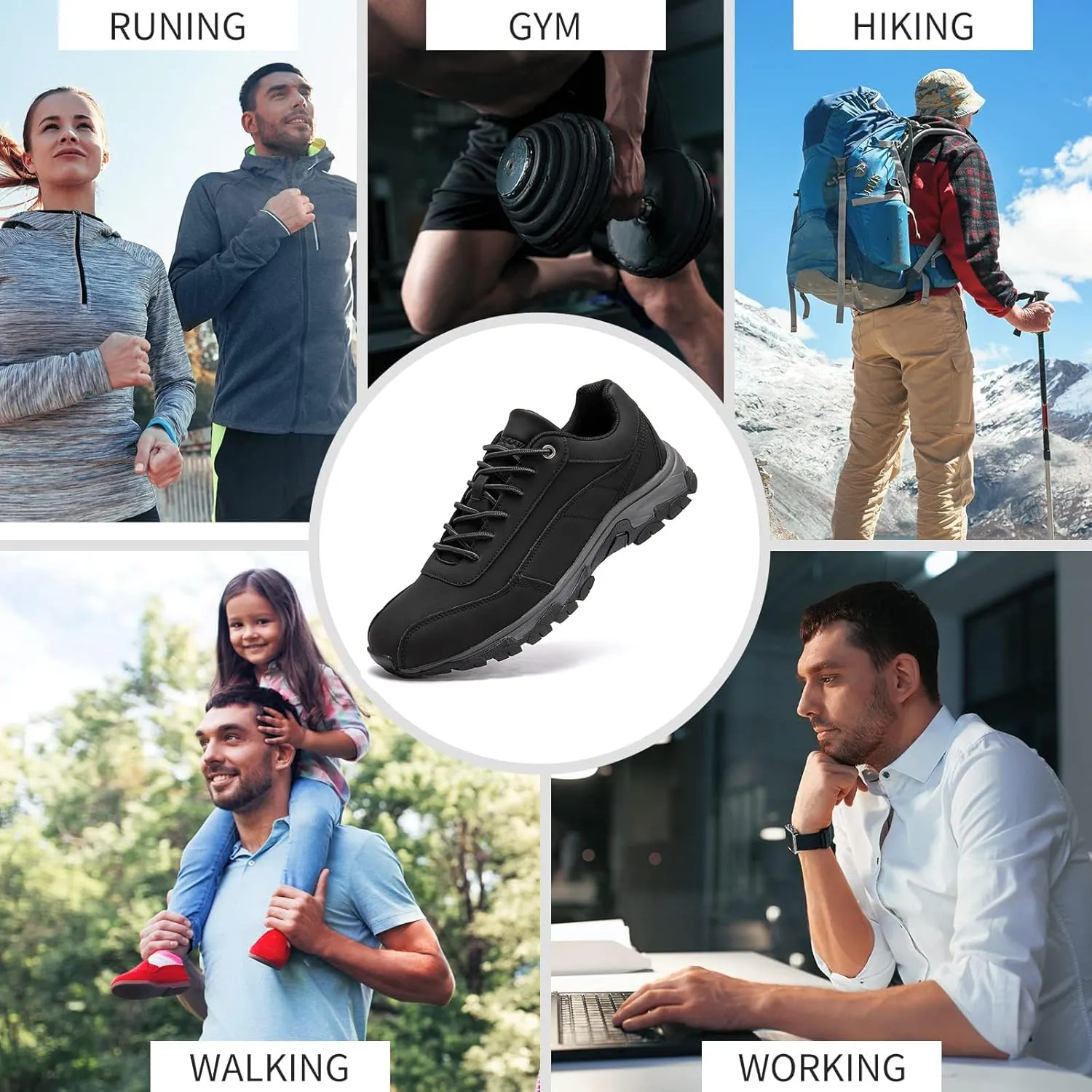 Men's Outdoor Leather Waterproof Hiking Shoes Lightweight Non-Slip Breathable Hike Trekking Trails Shoe Suitable for Hikers, Camping.