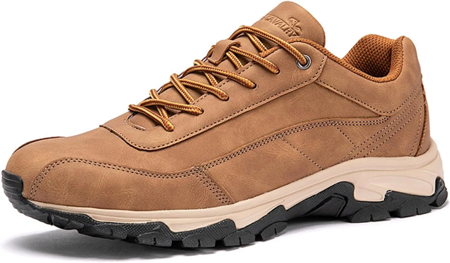 Men's Outdoor Leather Waterproof Hiking Shoes Lightweight Non-Slip Breathable Hike Trekking Trails Shoe Suitable for Hikers, Camping.