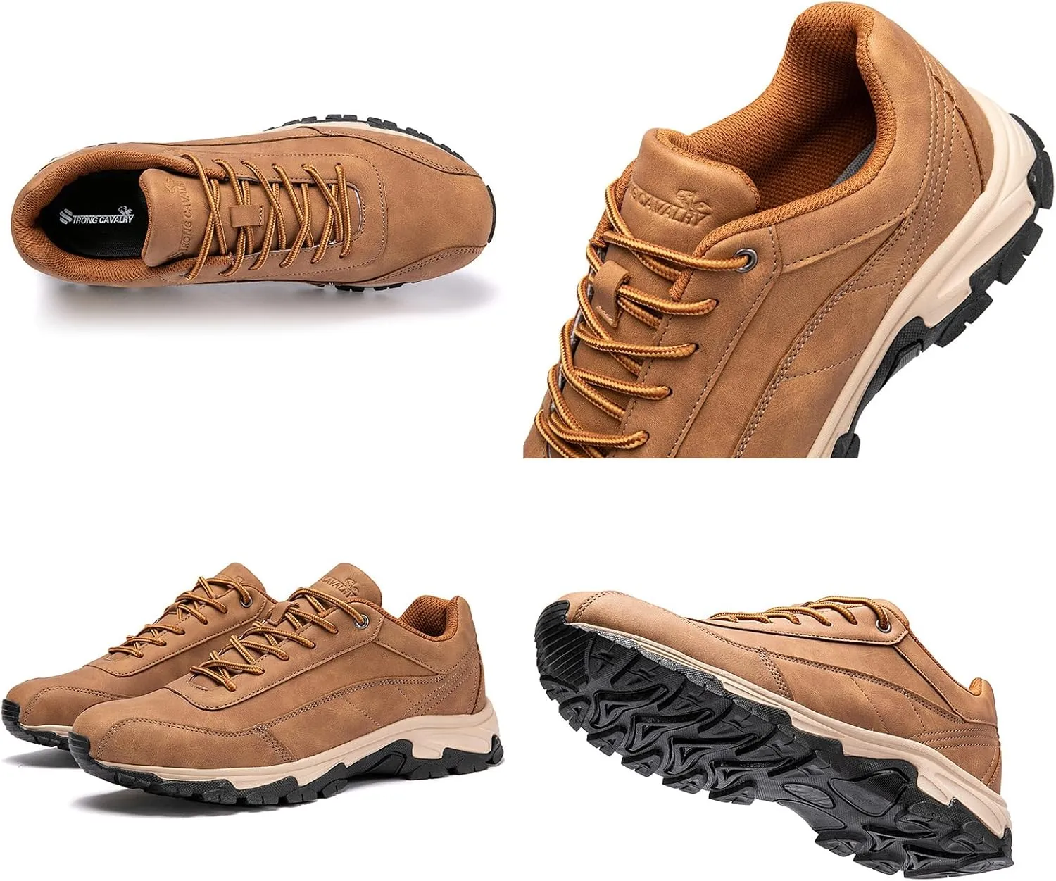 Men's Outdoor Leather Waterproof Hiking Shoes Lightweight Non-Slip Breathable Hike Trekking Trails Shoe Suitable for Hikers, Camping.