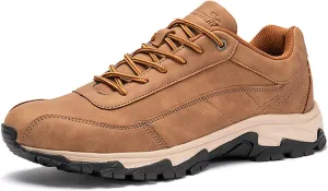 Men's Outdoor Leather Waterproof Hiking Shoes Lightweight Non-Slip Breathable Hike Trekking Trails Shoe Suitable for Hikers, Camping.