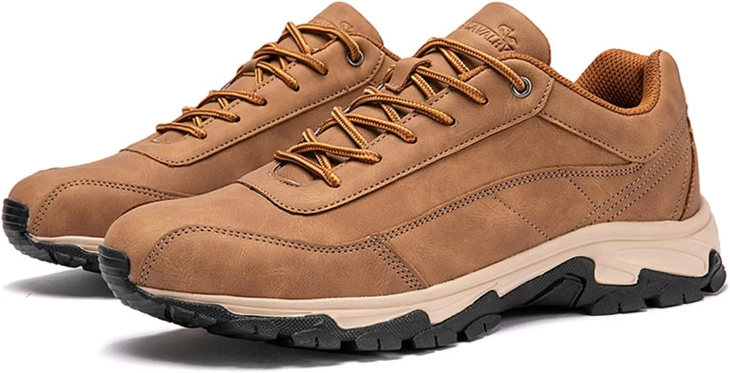 Men's Outdoor Leather Waterproof Hiking Shoes Lightweight Non-Slip Breathable Hike Trekking Trails Shoe Suitable for Hikers, Camping.