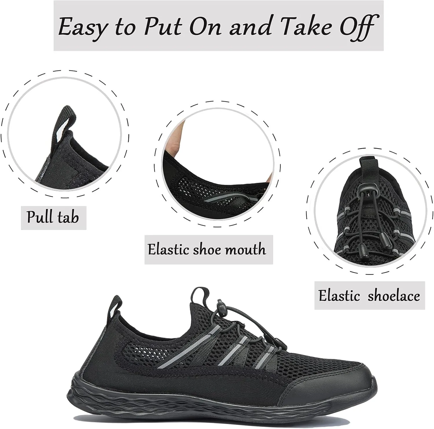 Men's Quick Dry Water Shoes Lightweight Slip on Athletic Water Sport Walking Shoes
