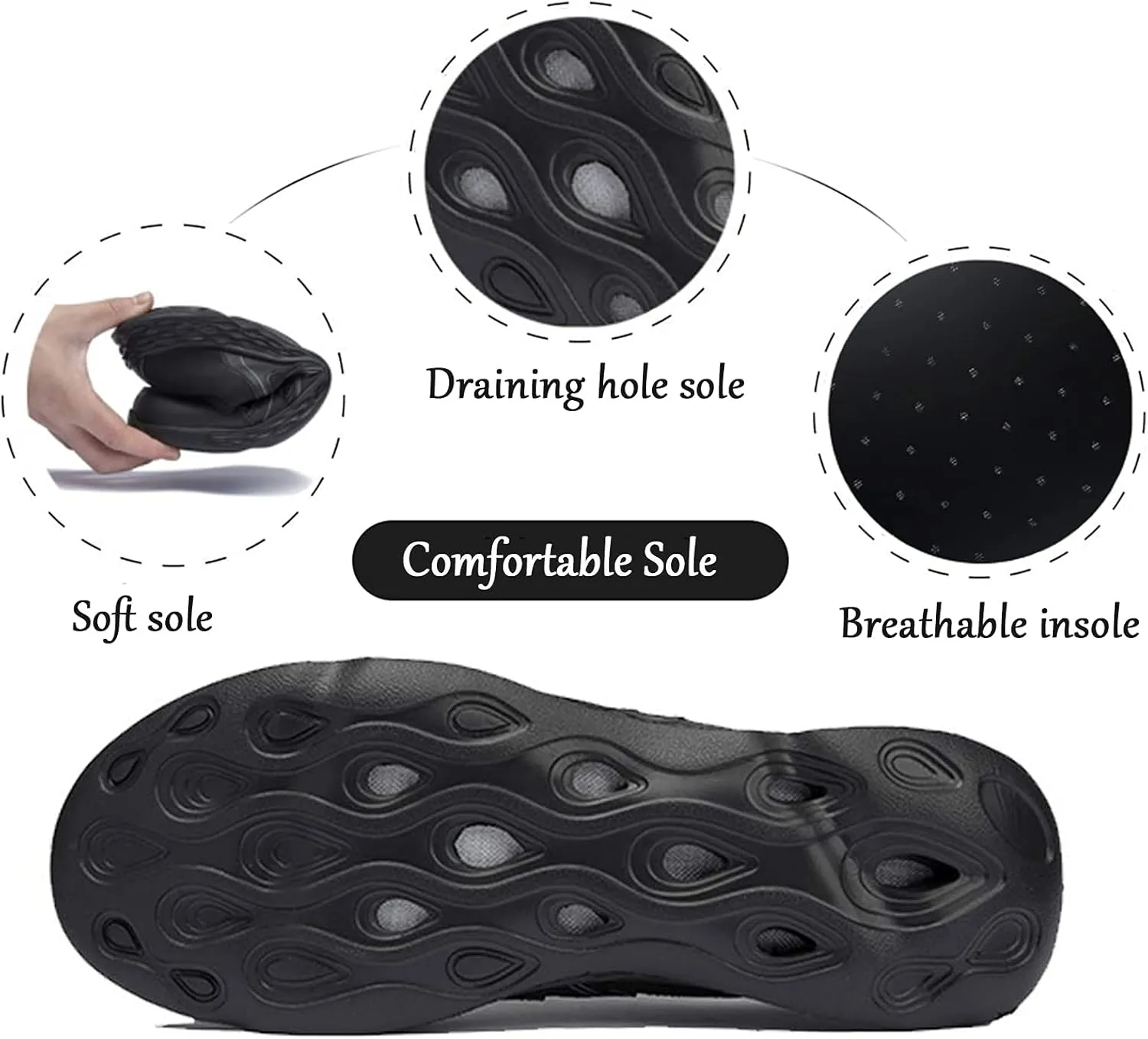 Men's Quick Dry Water Shoes Lightweight Slip on Athletic Water Sport Walking Shoes