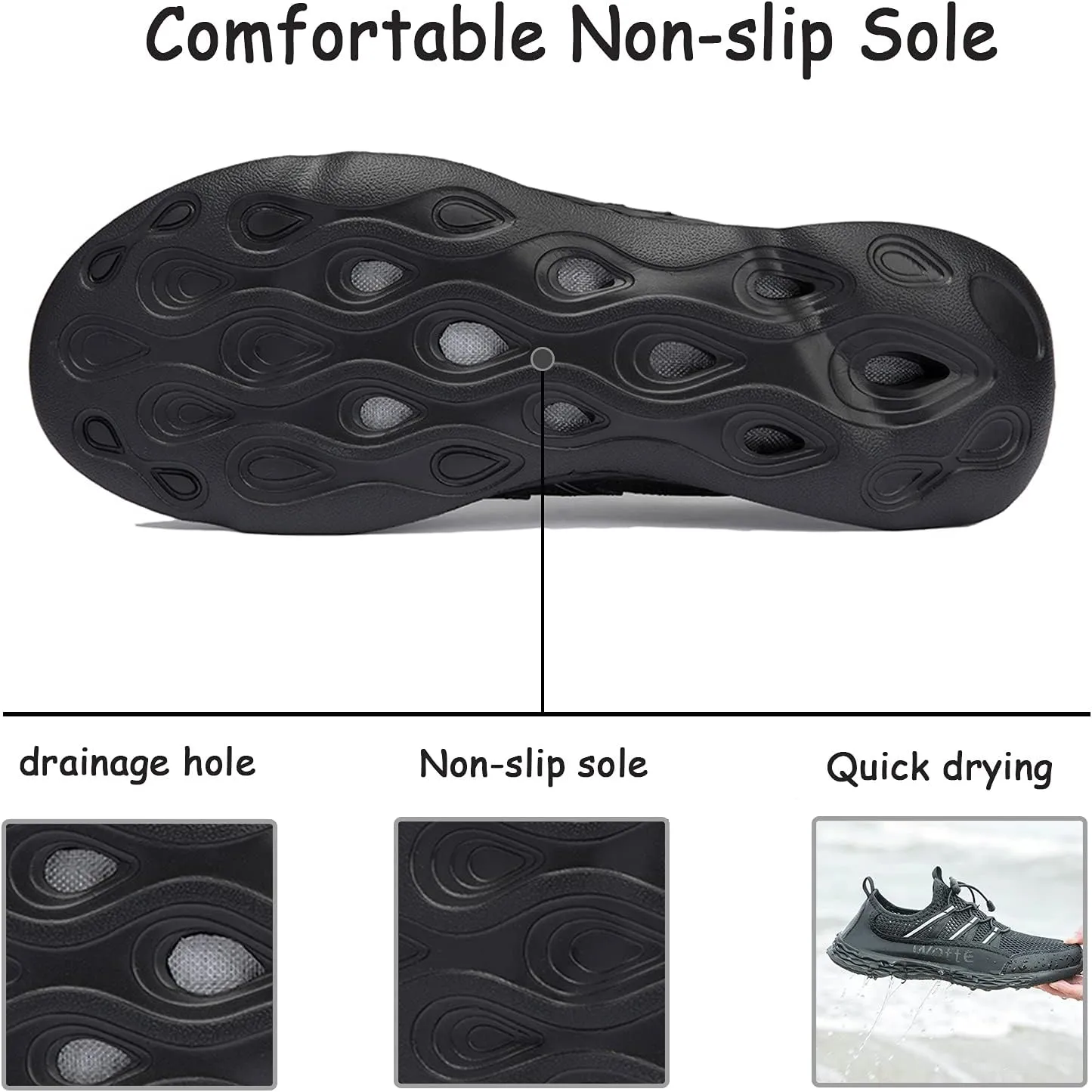 Men's Quick Dry Water Shoes Lightweight Slip on Athletic Water Sport Walking Shoes