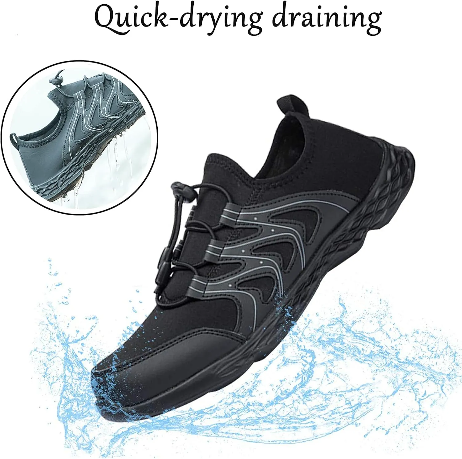 Men's Quick Dry Water Shoes Lightweight Slip on Athletic Water Sport Walking Shoes