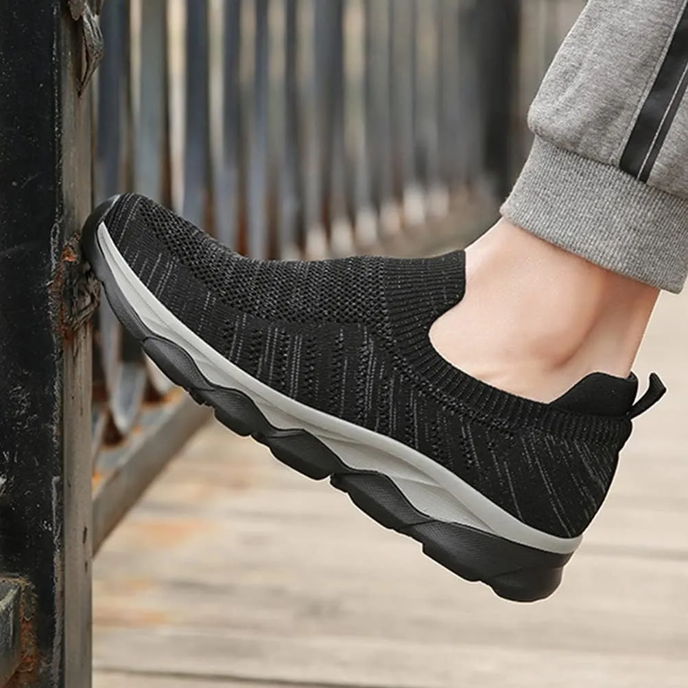 Mens Sneakers Slip on Tieless Running Shoes Mesh Trainers Breathable Gym Sports Shoes Anti Slip Climbing Walking Shoes