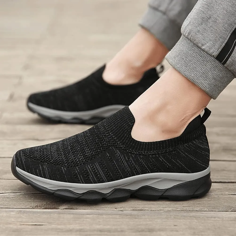 Mens Sneakers Slip on Tieless Running Shoes Mesh Trainers Breathable Gym Sports Shoes Anti Slip Climbing Walking Shoes