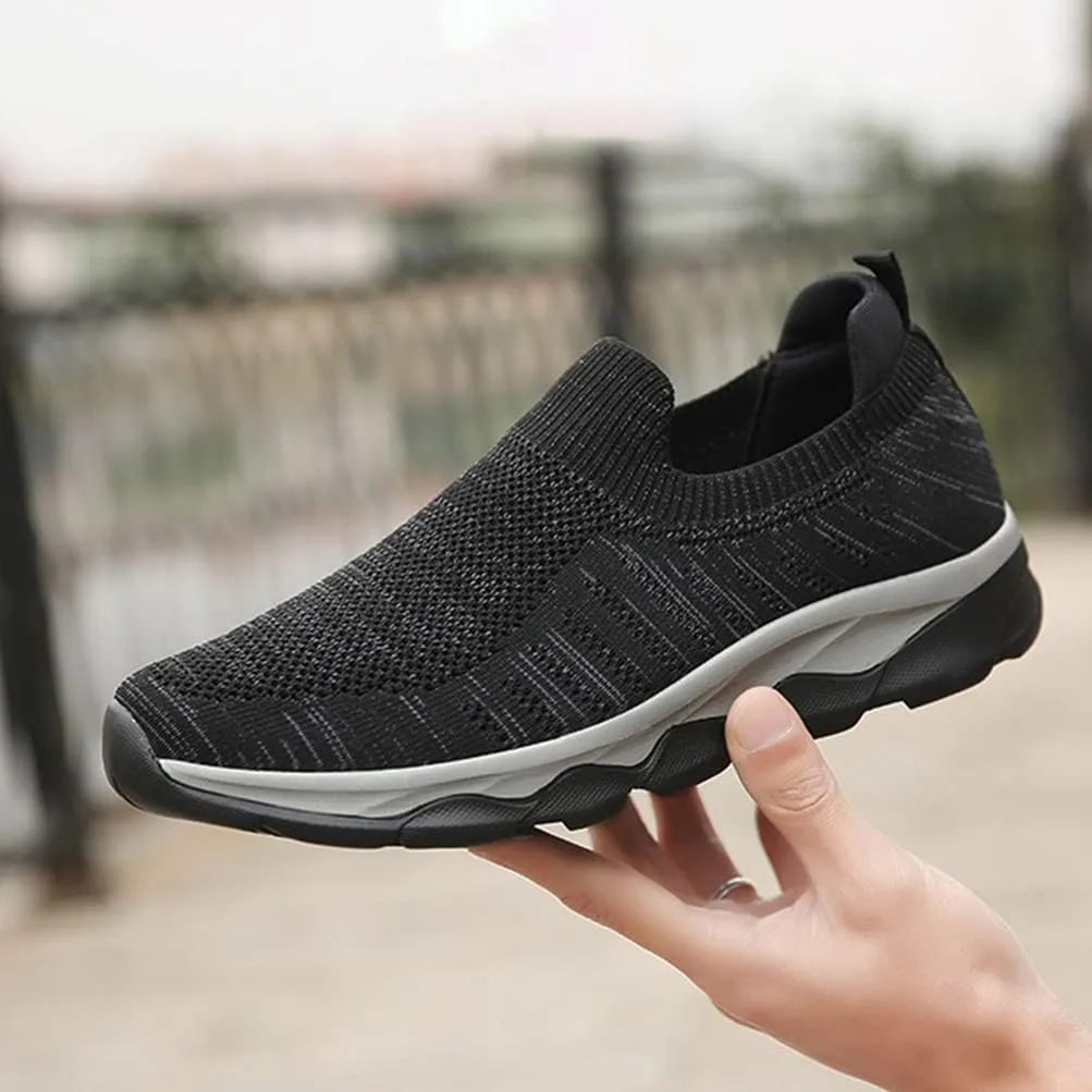 Mens Sneakers Slip on Tieless Running Shoes Mesh Trainers Breathable Gym Sports Shoes Anti Slip Climbing Walking Shoes
