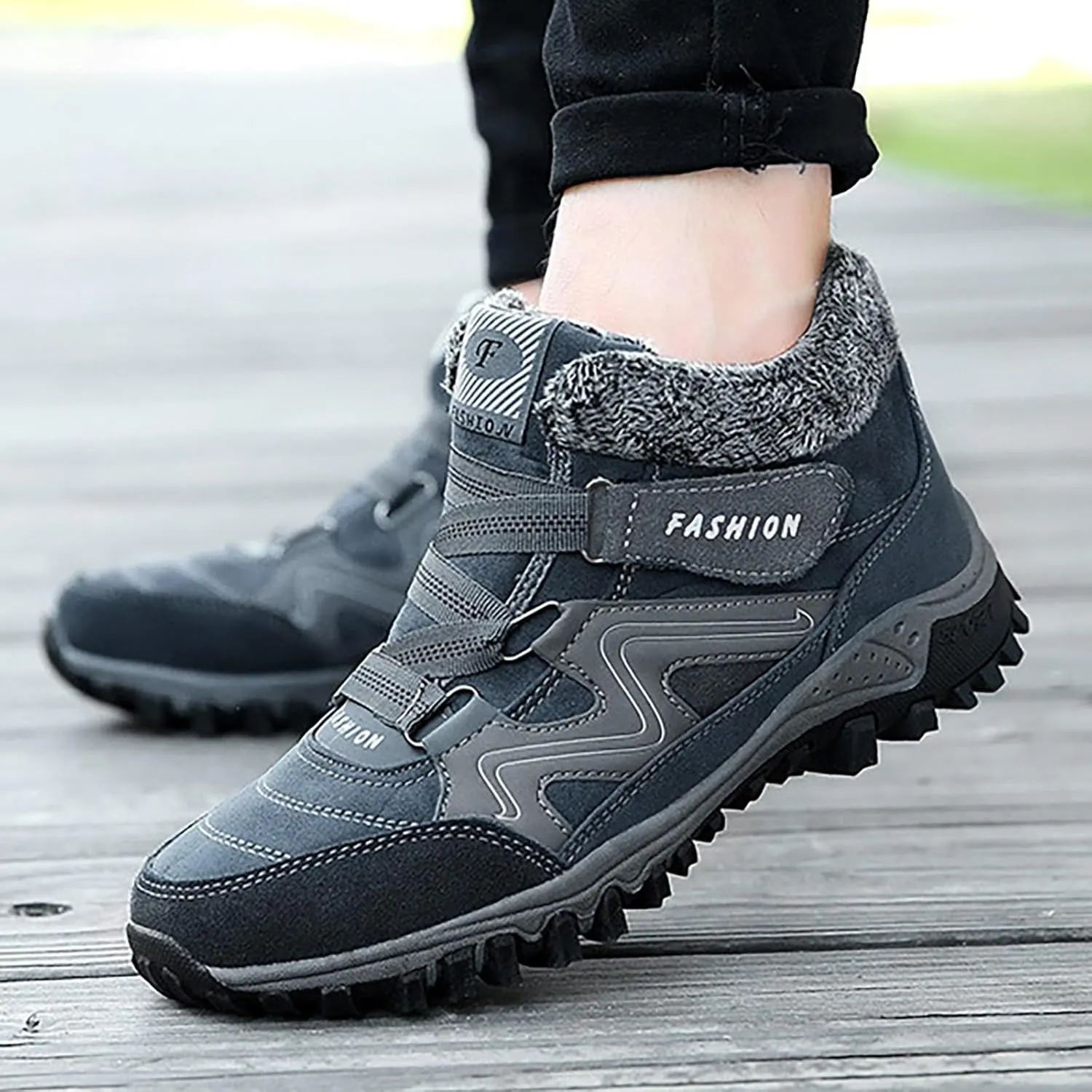 Men's Snow Boots Warm Furry Lined Footwear Waterproof Outdoor Comfort Winter Boots Non-slip Cold Weather Shoes Hiking Boot Trekking Boots