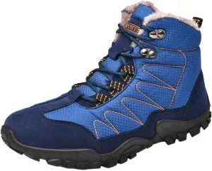 Men's Snow Boots Waterproof Fuzzy Furry Lined Winter Boots Lace Up Sneakers Cold Weather Anti-Slip Ankle Boots Classic Slip on Lightweight Hiking Shoes