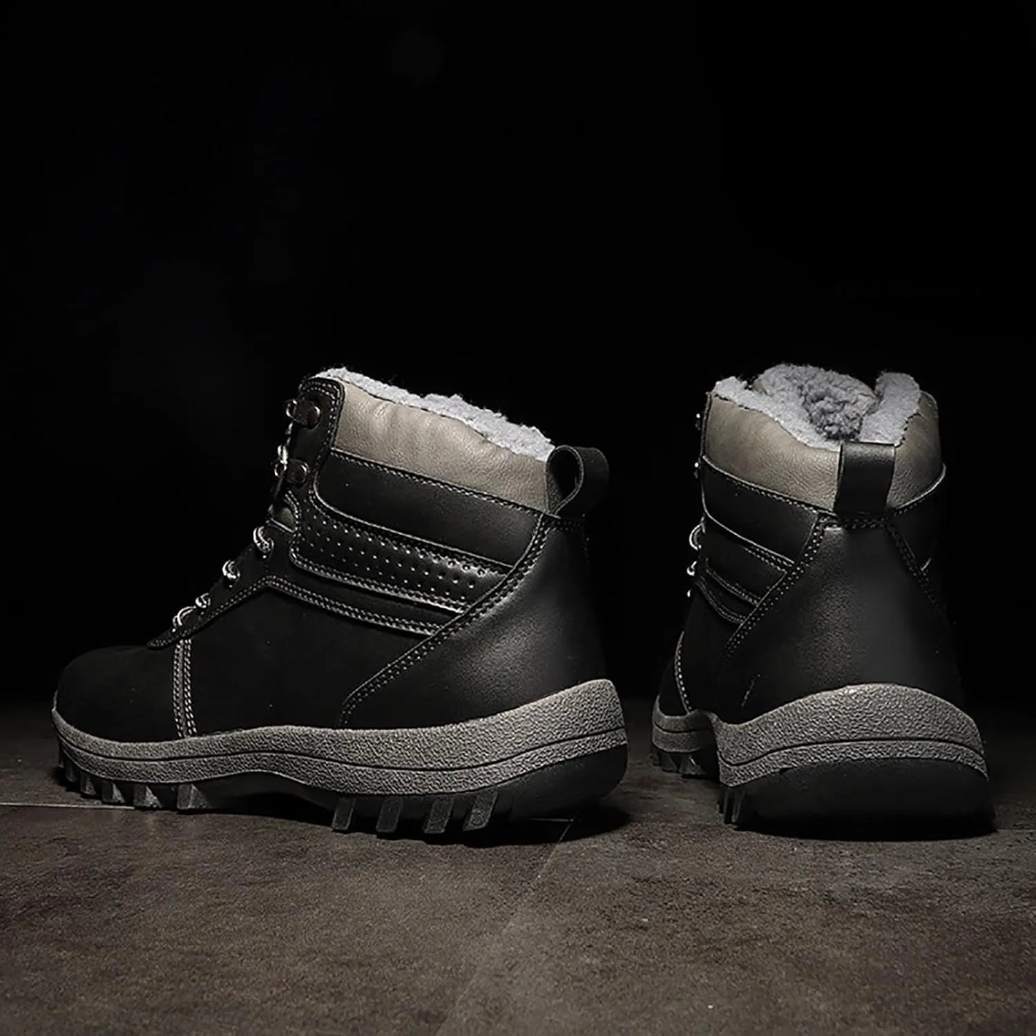 Mens Snow Boots Waterproof Warm Furry Lined Winter Boots Lace Up Cold-Weather Non-Slip Ankle Boots Slip on Athletic Lightweight Hiking Shoes