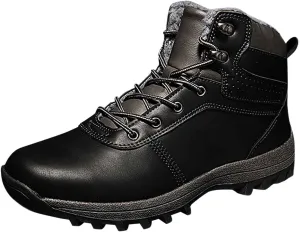 Mens Snow Boots Waterproof Warm Furry Lined Winter Boots Lace Up Cold-Weather Non-Slip Ankle Boots Slip on Athletic Lightweight Hiking Shoes