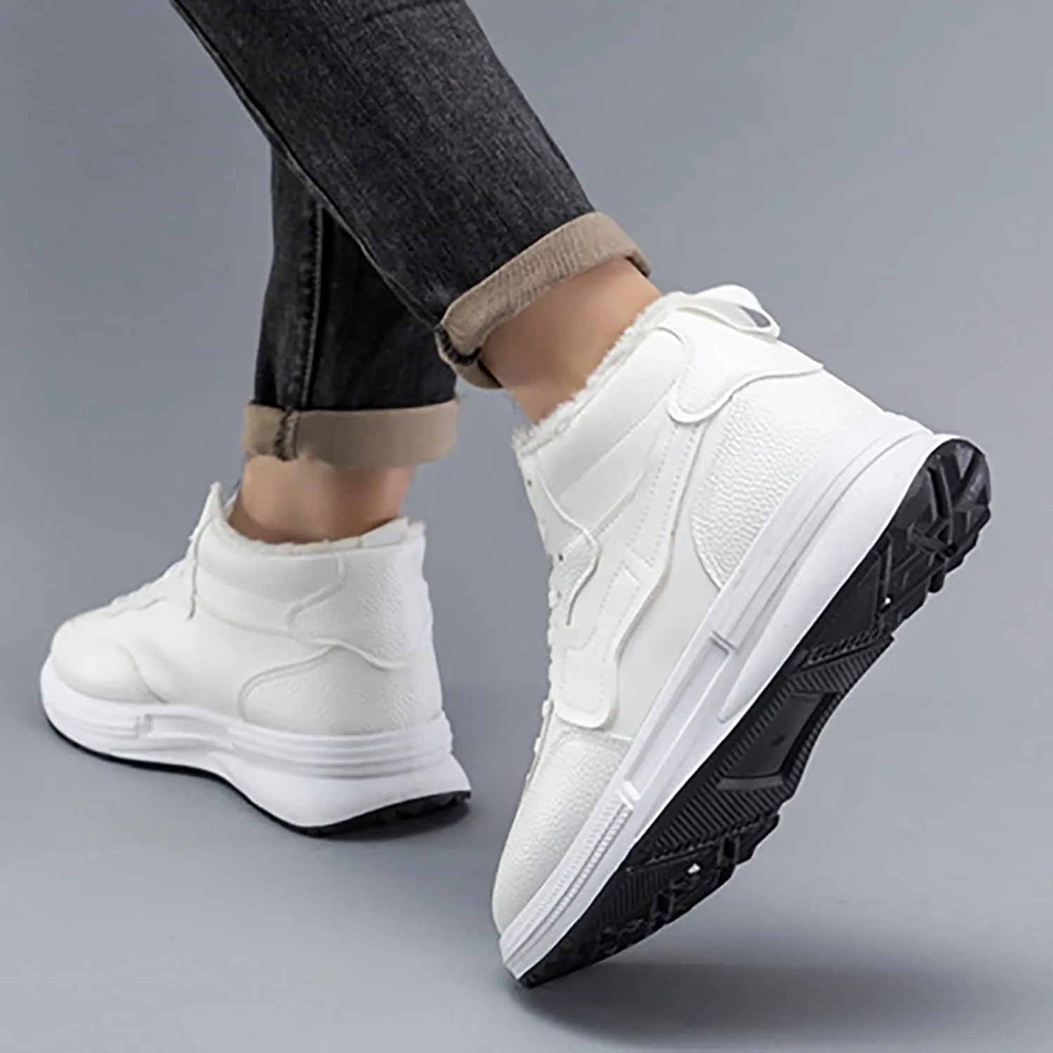 Men's Snow Boots Waterproof Warm Furry Lined Winter Boots Lace Up Sneakers Cold Weather Anti-Slip Ankle Boots Slip on Athletic Lightweight Hiking Shoes