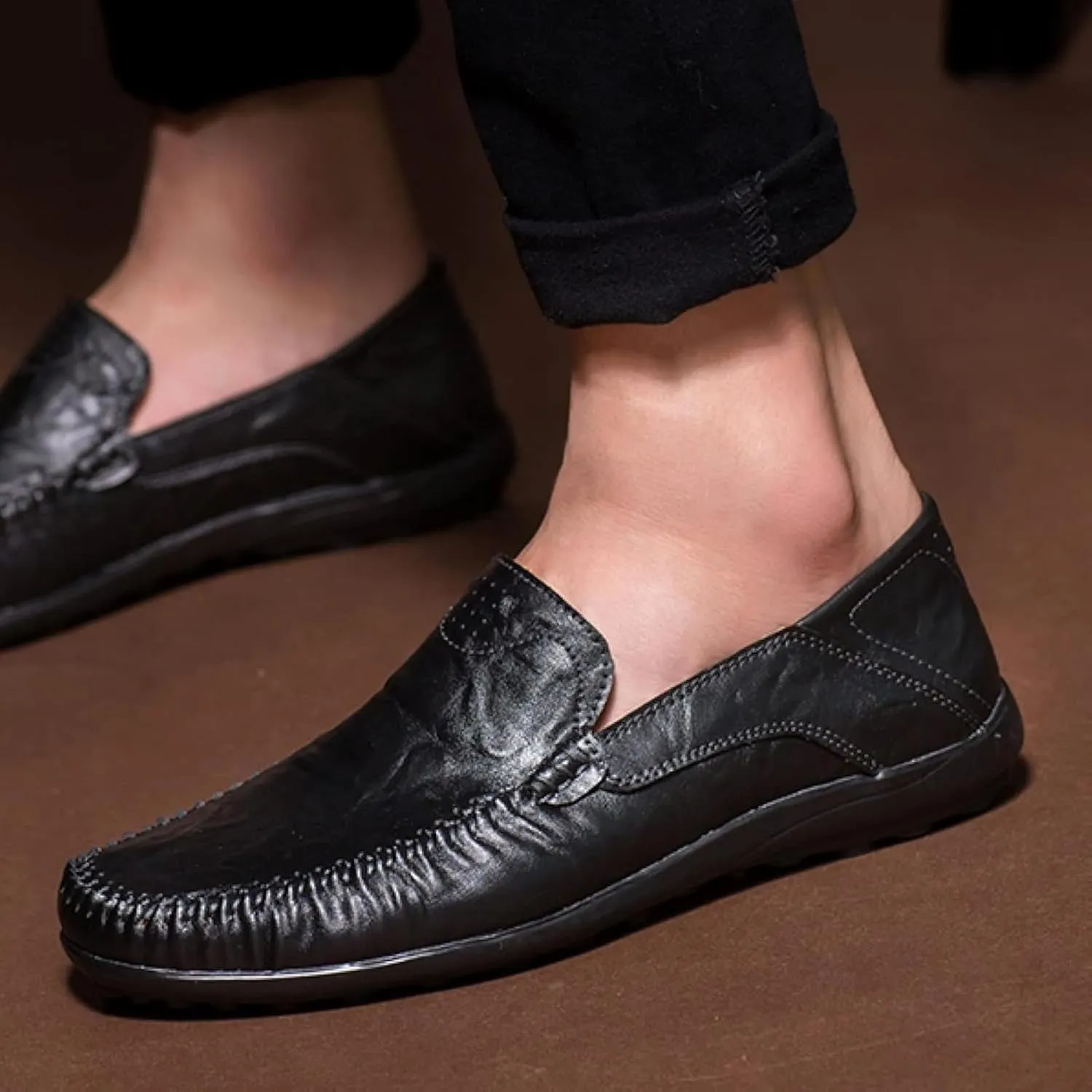 Men's Soft Penny Loafers, Casual Flat Shoes, Driving Boat Shoes, Summer Outdoor Men's Sliding Sleeve Flat Shoes