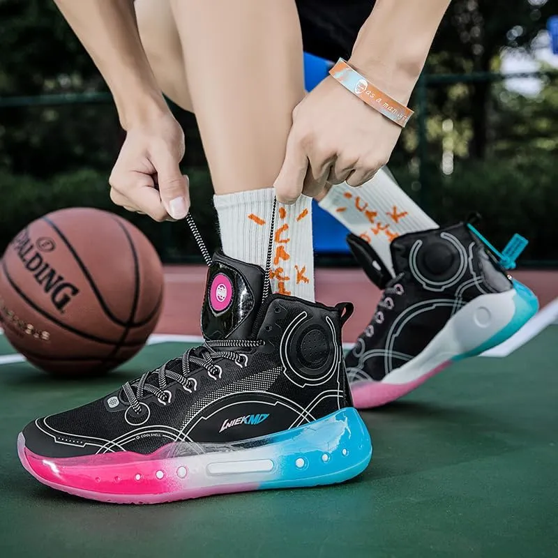 Men's Stylish Athletic Shoes High Upper Basketball Shoes Men Breathable Sports Shoes Anti Slip High Top Mens Basketball Shoes Non Slip Outdoor