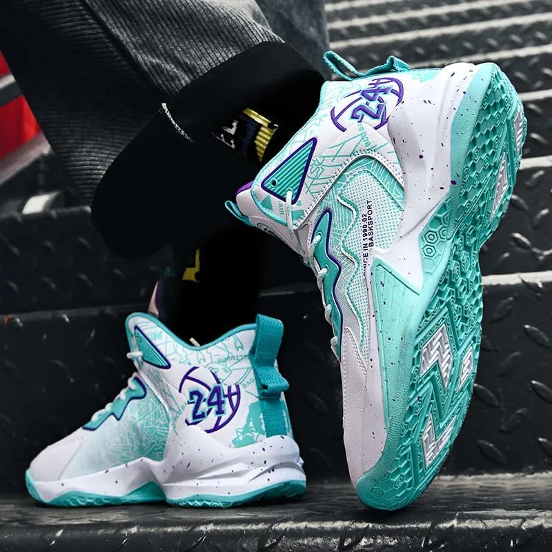 Men's Stylish Athletic Shoes High Upper Basketball Shoes Men Breathable Sports Shoes Anti Slip High Top Mens Basketball Shoes Non Slip Outdoor