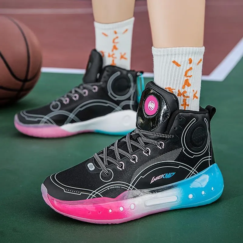 Men's Stylish Athletic Shoes High Upper Basketball Shoes Men Breathable Sports Shoes Anti Slip High Top Mens Basketball Shoes Non Slip Outdoor