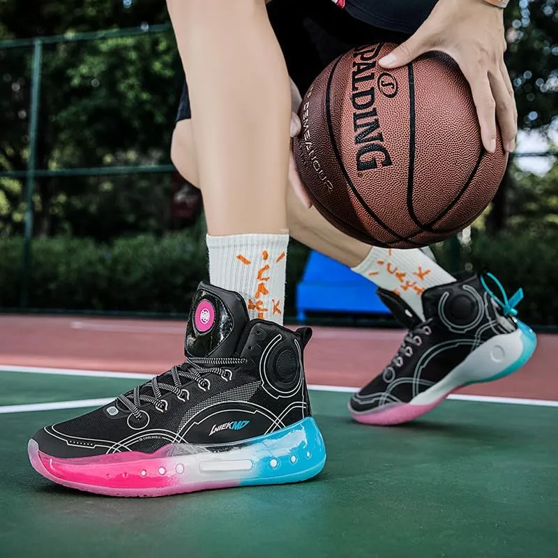 Men's Stylish Athletic Shoes High Upper Basketball Shoes Men Breathable Sports Shoes Anti Slip High Top Mens Basketball Shoes Non Slip Outdoor