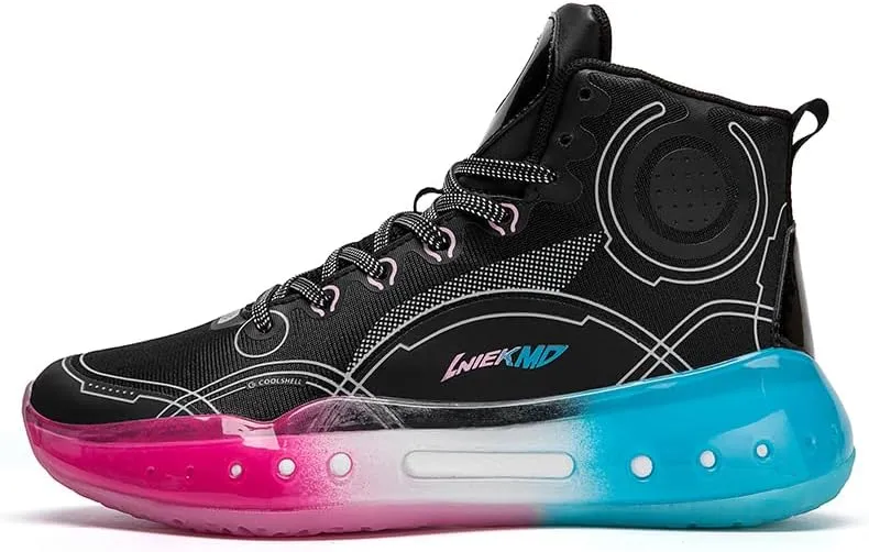 Men's Stylish Athletic Shoes High Upper Basketball Shoes Men Breathable Sports Shoes Anti Slip High Top Mens Basketball Shoes Non Slip Outdoor