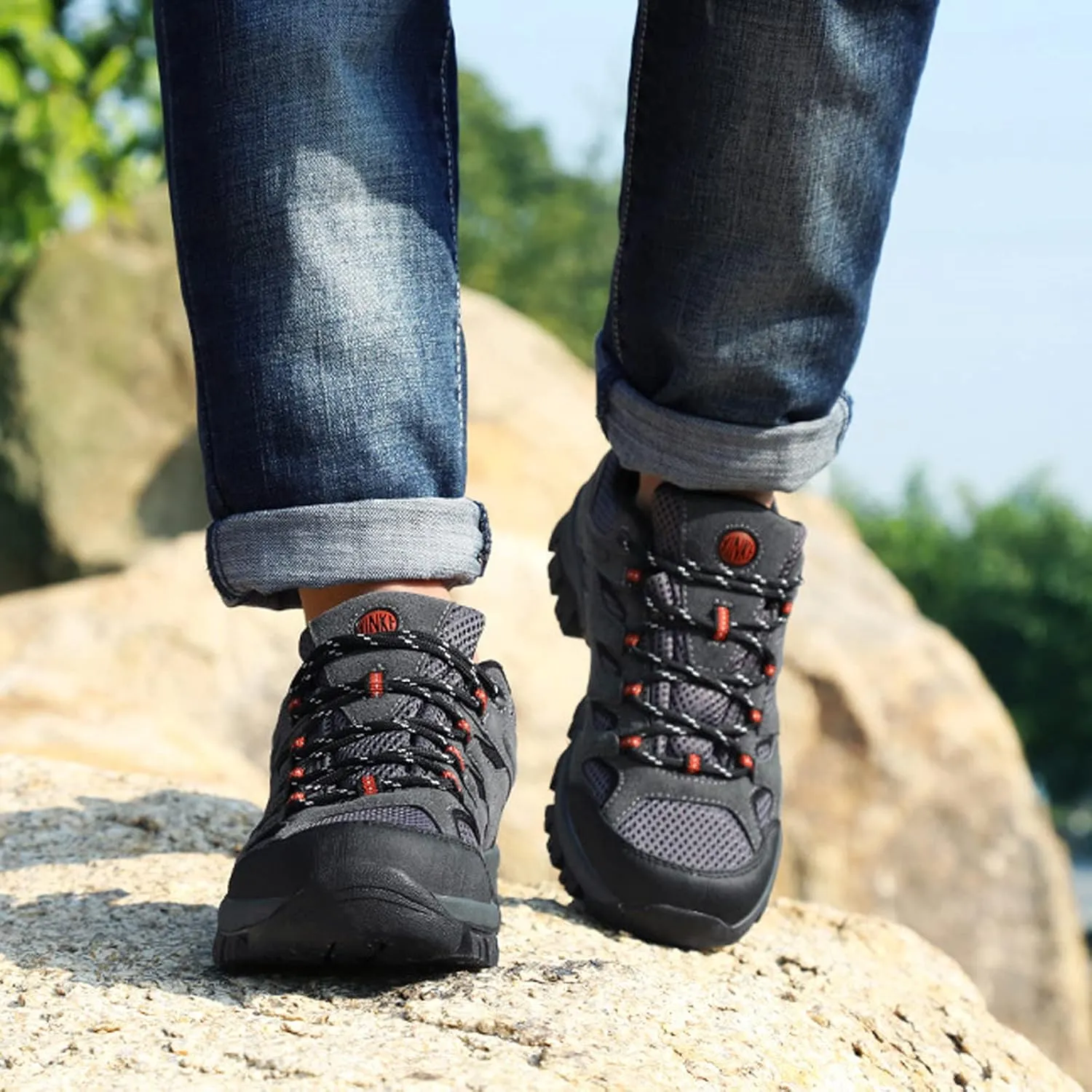 Mens Walking Shoes Breathable Hiking Shoes Climbing Running Trainers Anti Slip Lightweight Footwear Sneakers for Outdoor Trekking