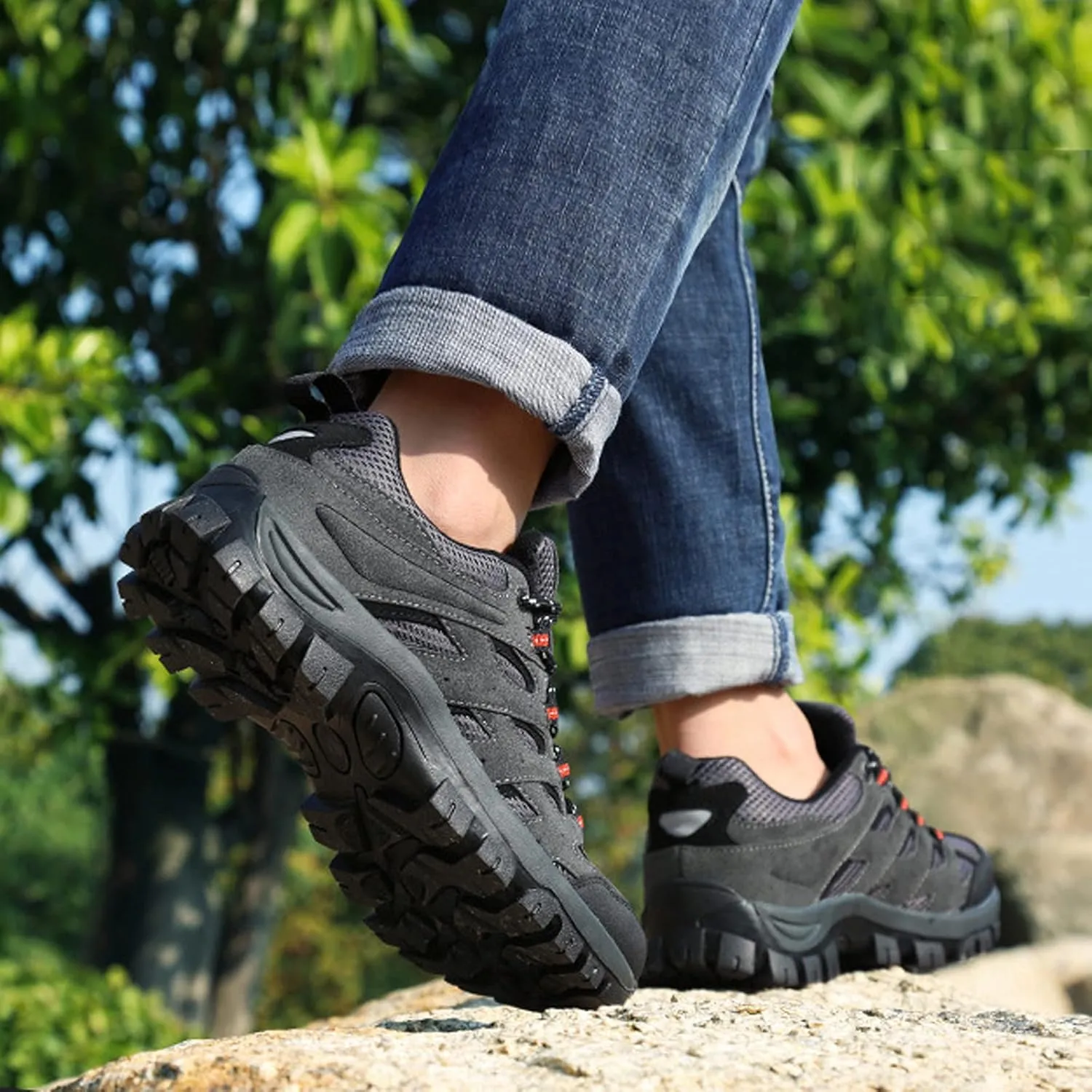 Mens Walking Shoes Breathable Hiking Shoes Climbing Running Trainers Anti Slip Lightweight Footwear Sneakers for Outdoor Trekking