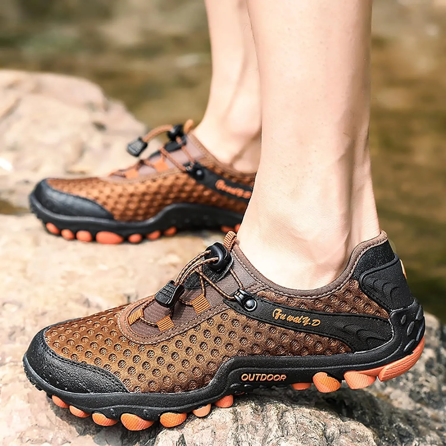 Mens Water Shoes Wide Width Non Slip Athletic Footwear Wide Toe Water Shoes Barefoot