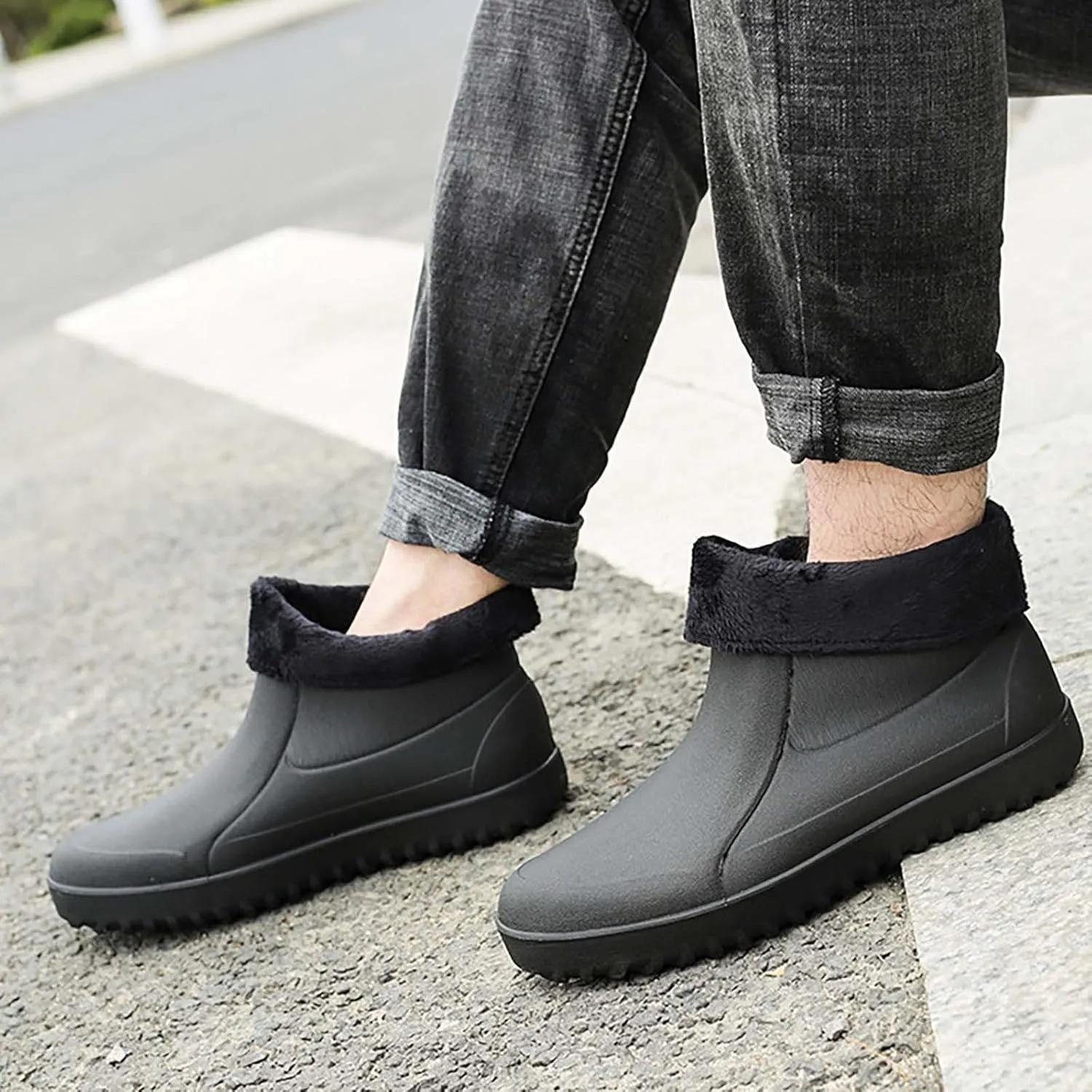 Mens Winter Boots Waterproof Snow Shoes Unisex Hiking Footwear Slip-On Ankle Booties High Top Womens Warm Slippers
